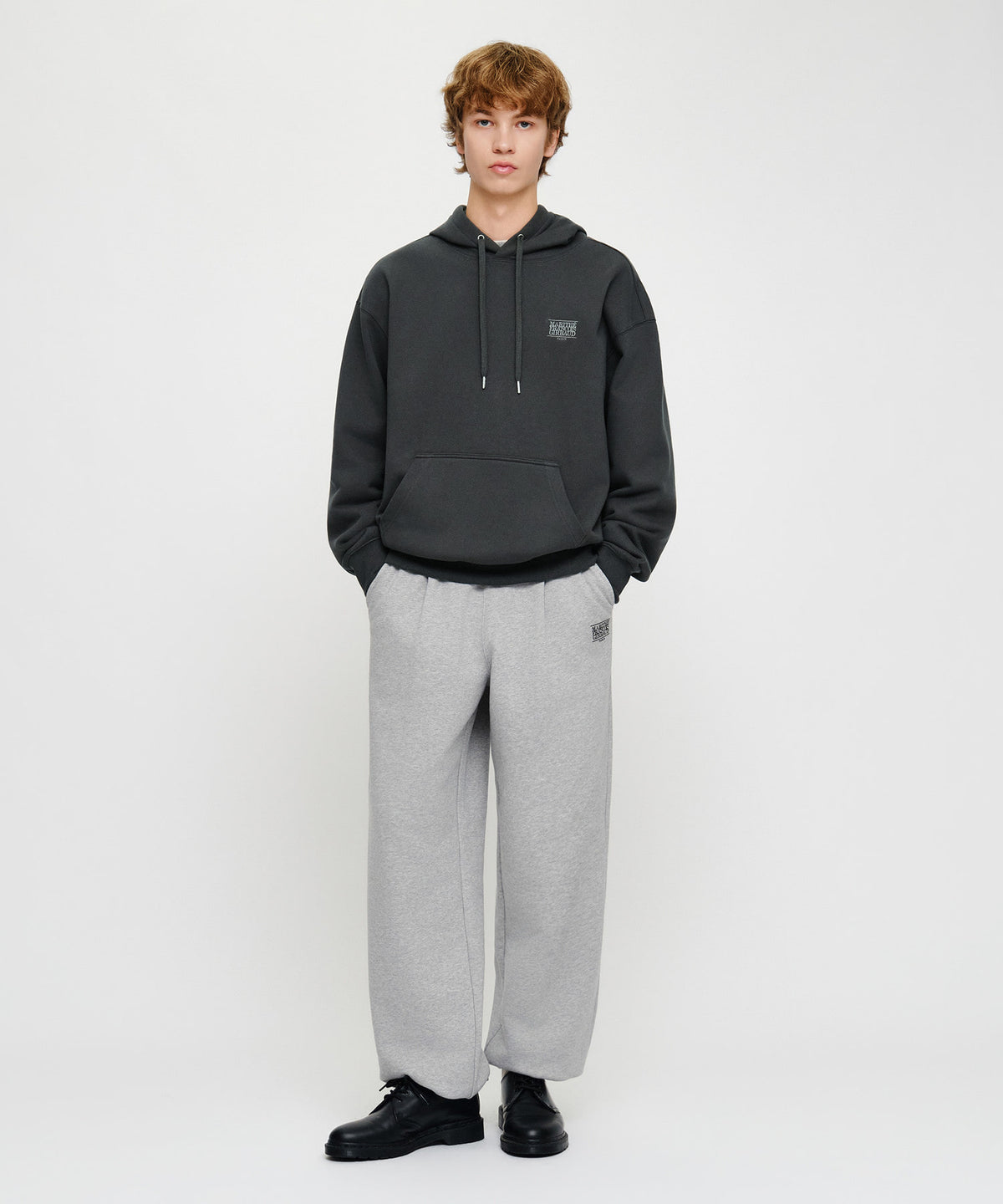 Marithe & Francois Girbaud - Small Classic Logo Oversized Hoodie (brushed) (Charcoal) product image 4 | TRAB K-Fashion Australia