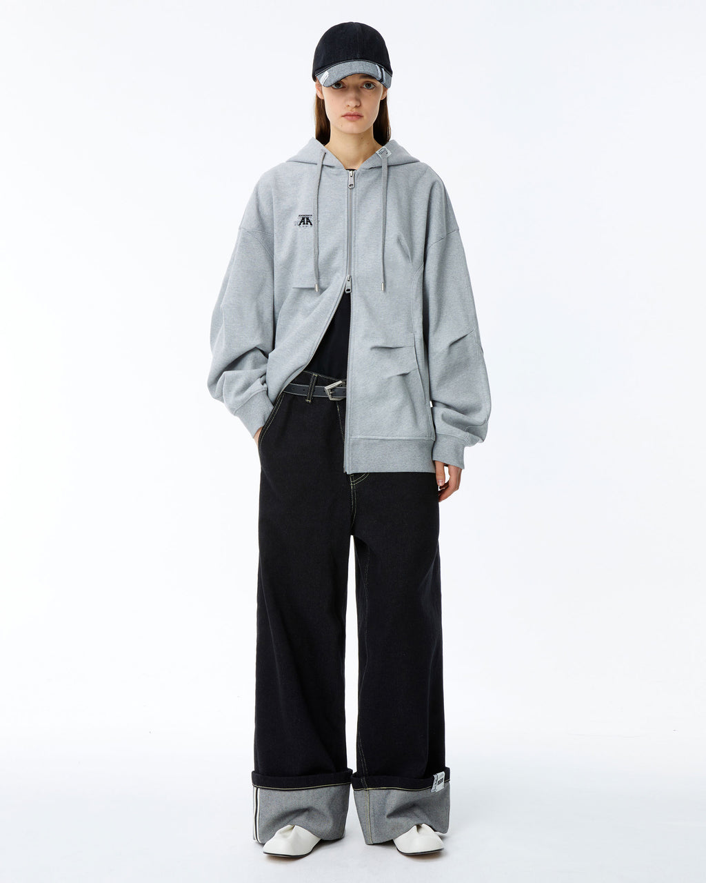 Ader Error - Nolc logo hoodie zip-up (Grey) product image 1 | TRAB K-Fashion Australia