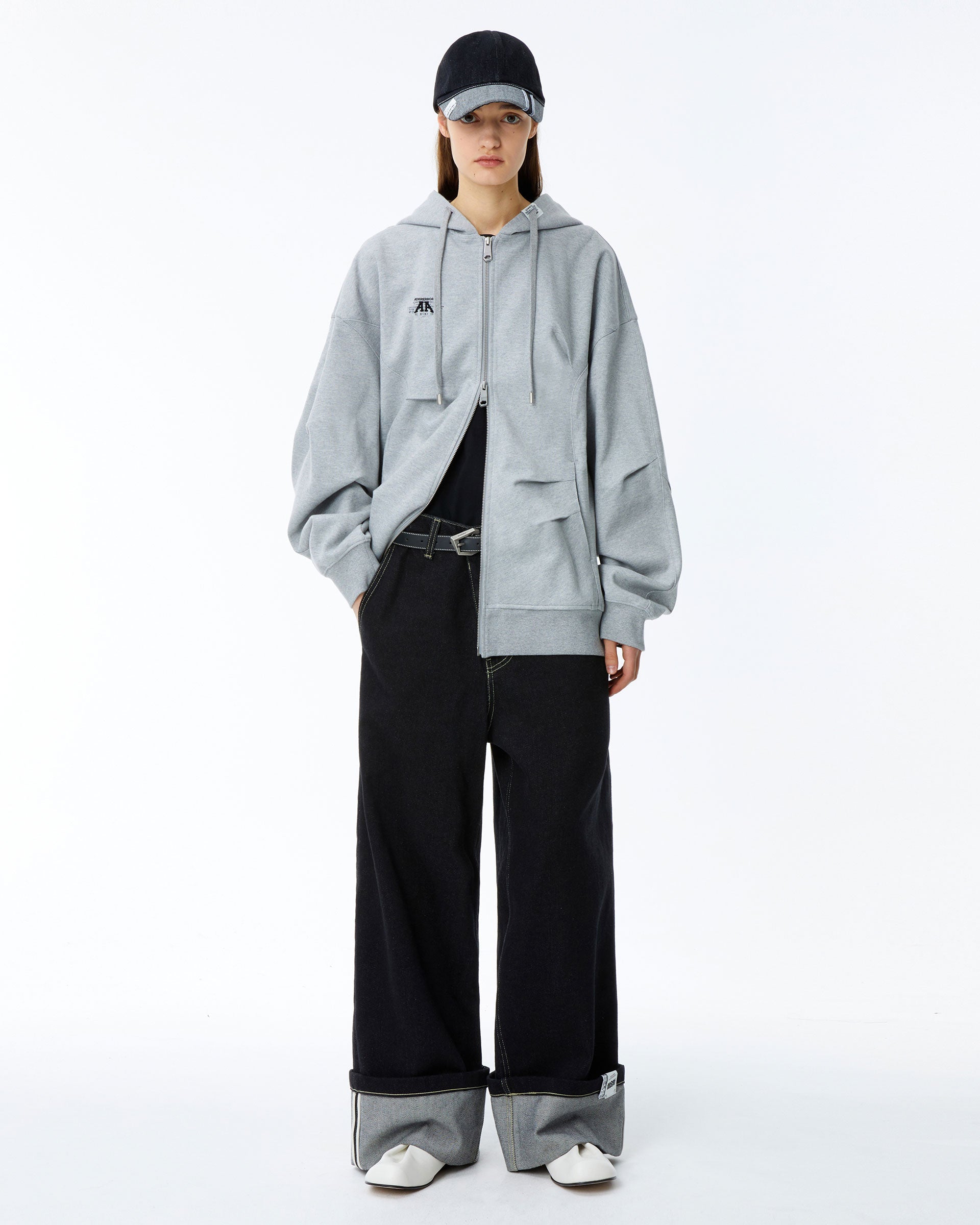 Ader Error - Nolc logo hoodie zip-up (Grey) product image 1 | TRAB K-Fashion Australia