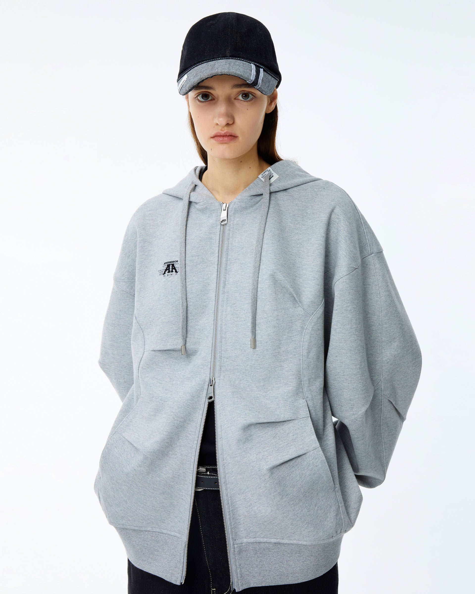 Ader Error - Nolc logo hoodie zip-up (Grey) product image 2 | TRAB K-Fashion Australia