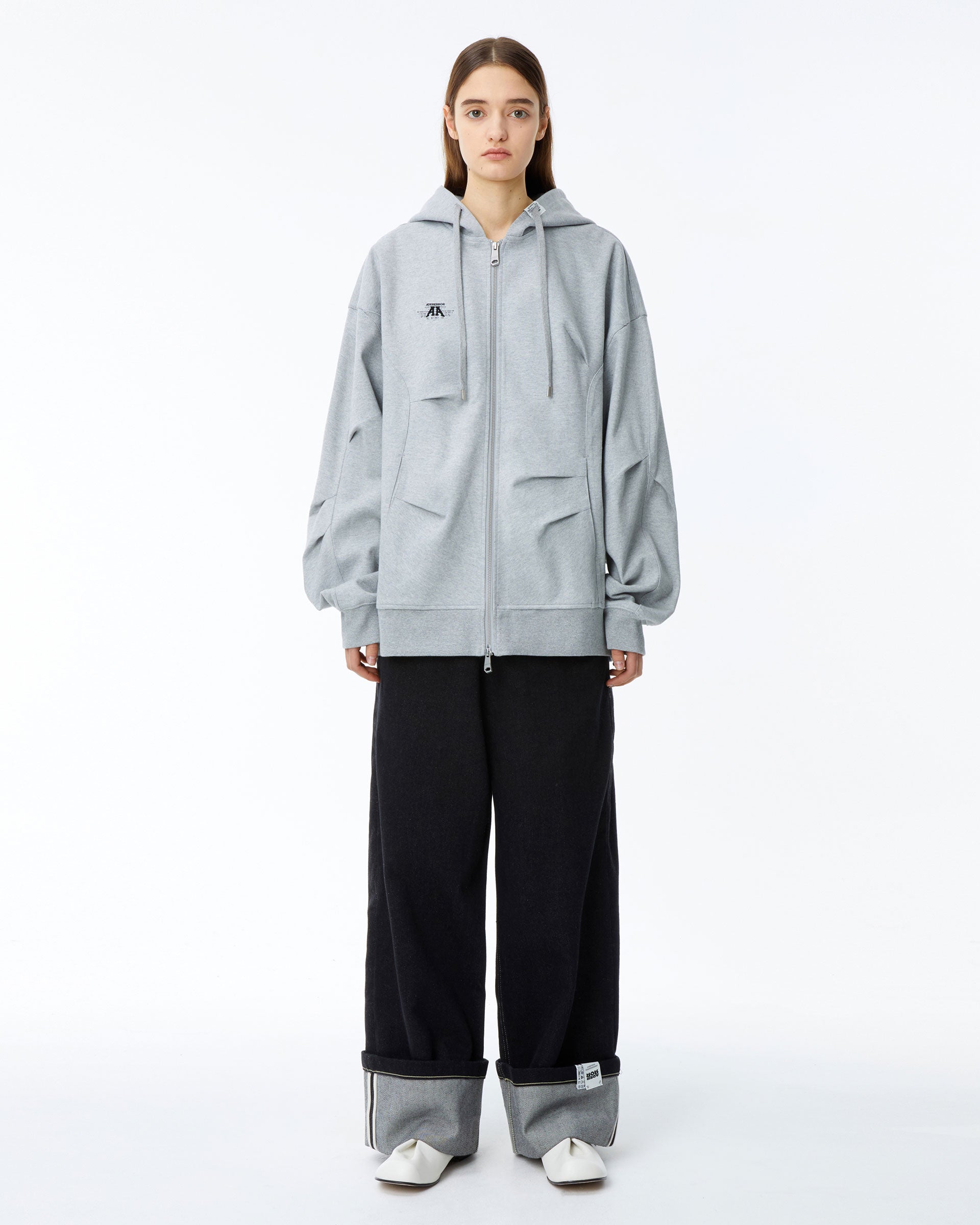 Ader Error - Nolc logo hoodie zip-up (Grey) product image 3 | TRAB K-Fashion Australia