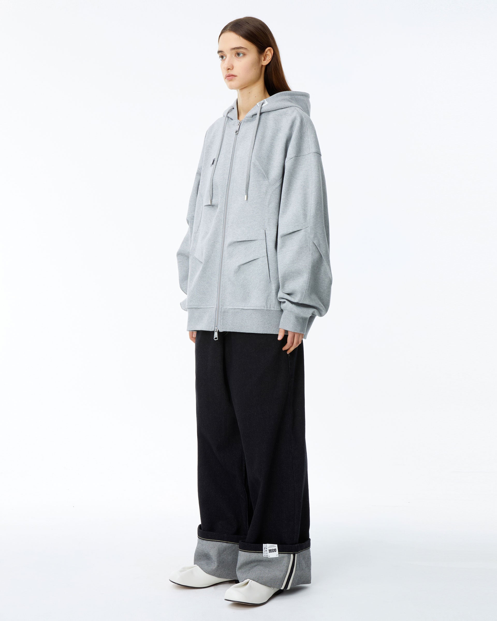 Ader Error - Nolc logo hoodie zip-up (Grey) product image 4 | TRAB K-Fashion Australia