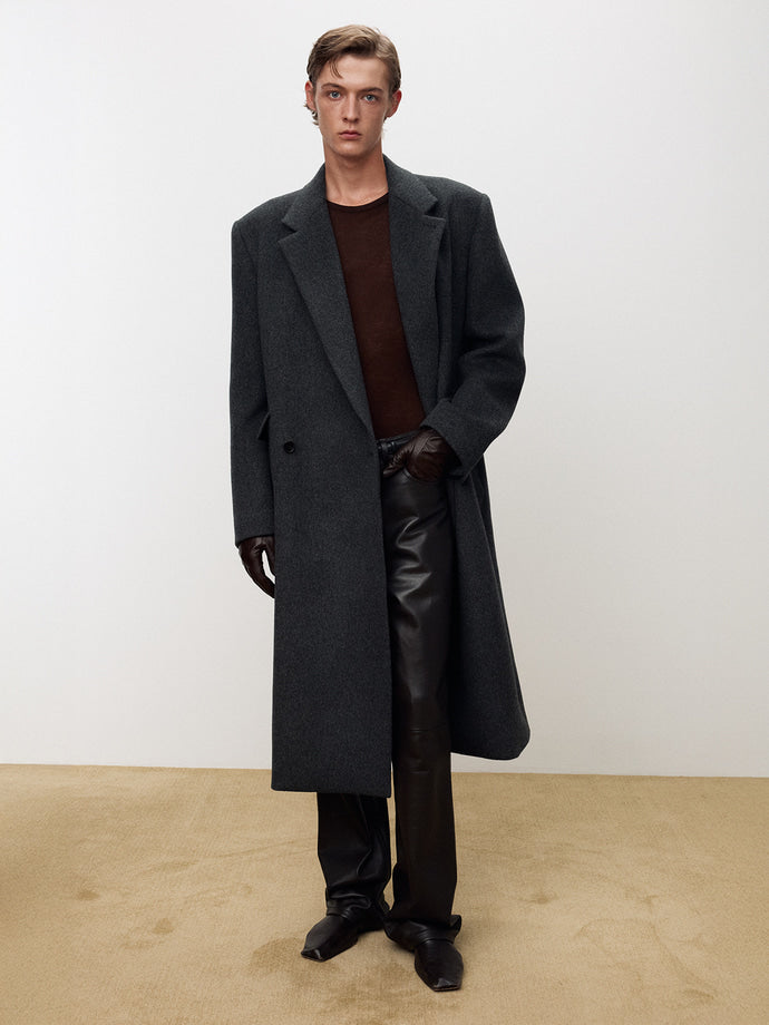 Tonywack - Wool And Cashmere Tailored Wrap Coat (Dark Grey) product image 7 | TRAB K-Fashion Australia