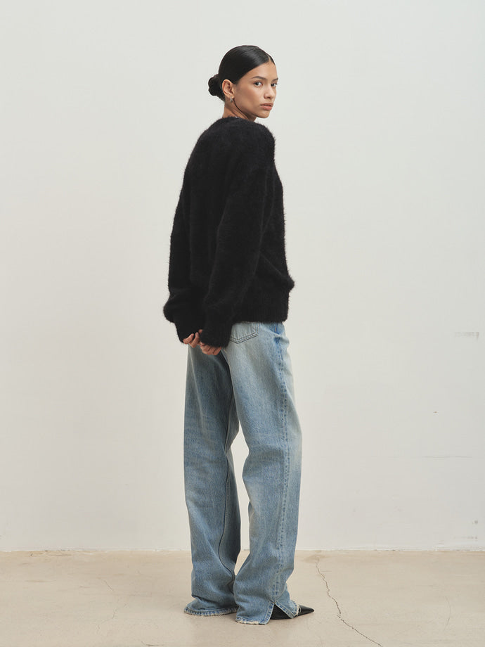 Tonywack - Faux Fur Crew-Neck Top (Black) product image 1 | TRAB K-Fashion Australia