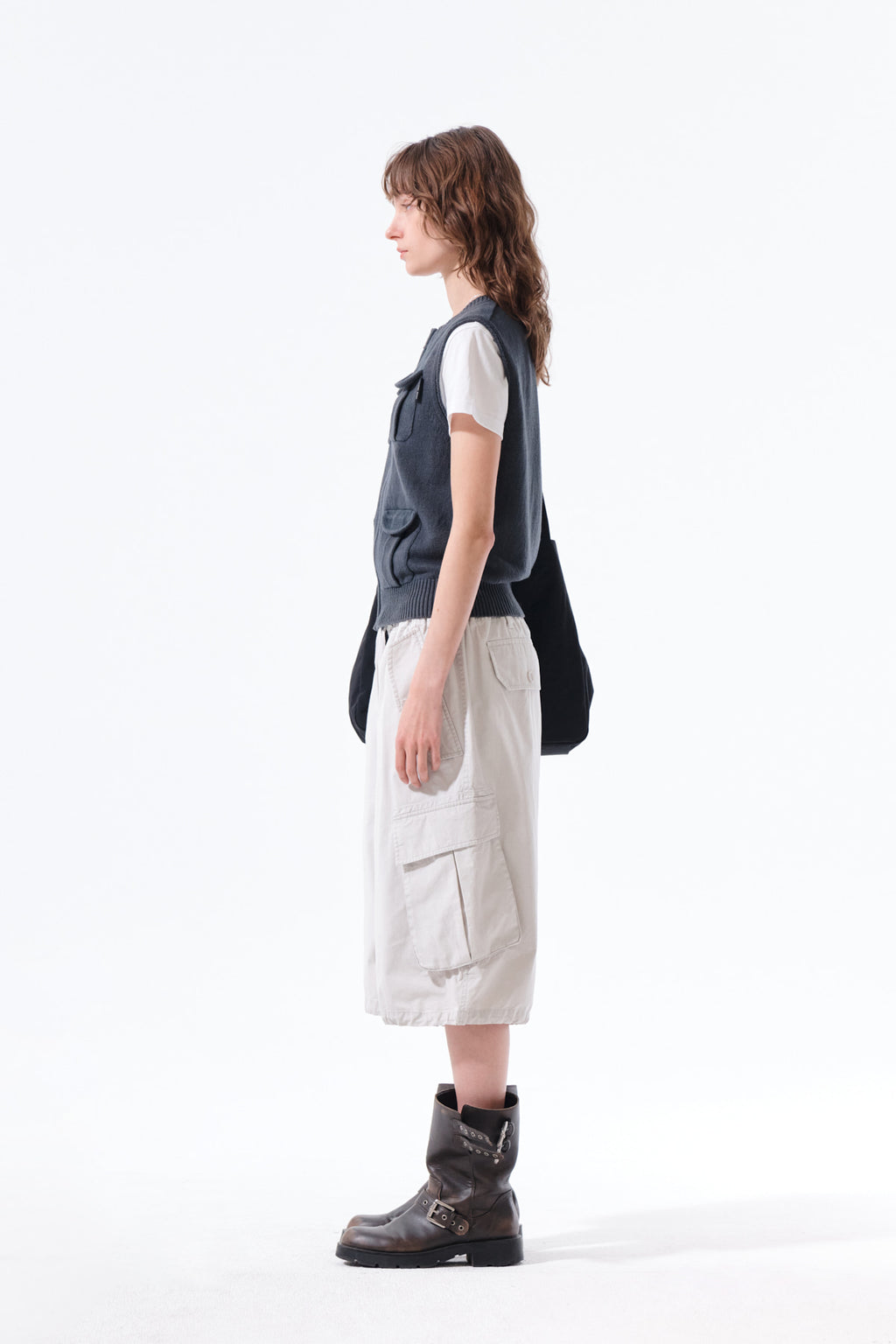 Matin Kim - Pocket Washed Knit Vest (Charcoal) product image 7 | TRAB K-Fashion Australia