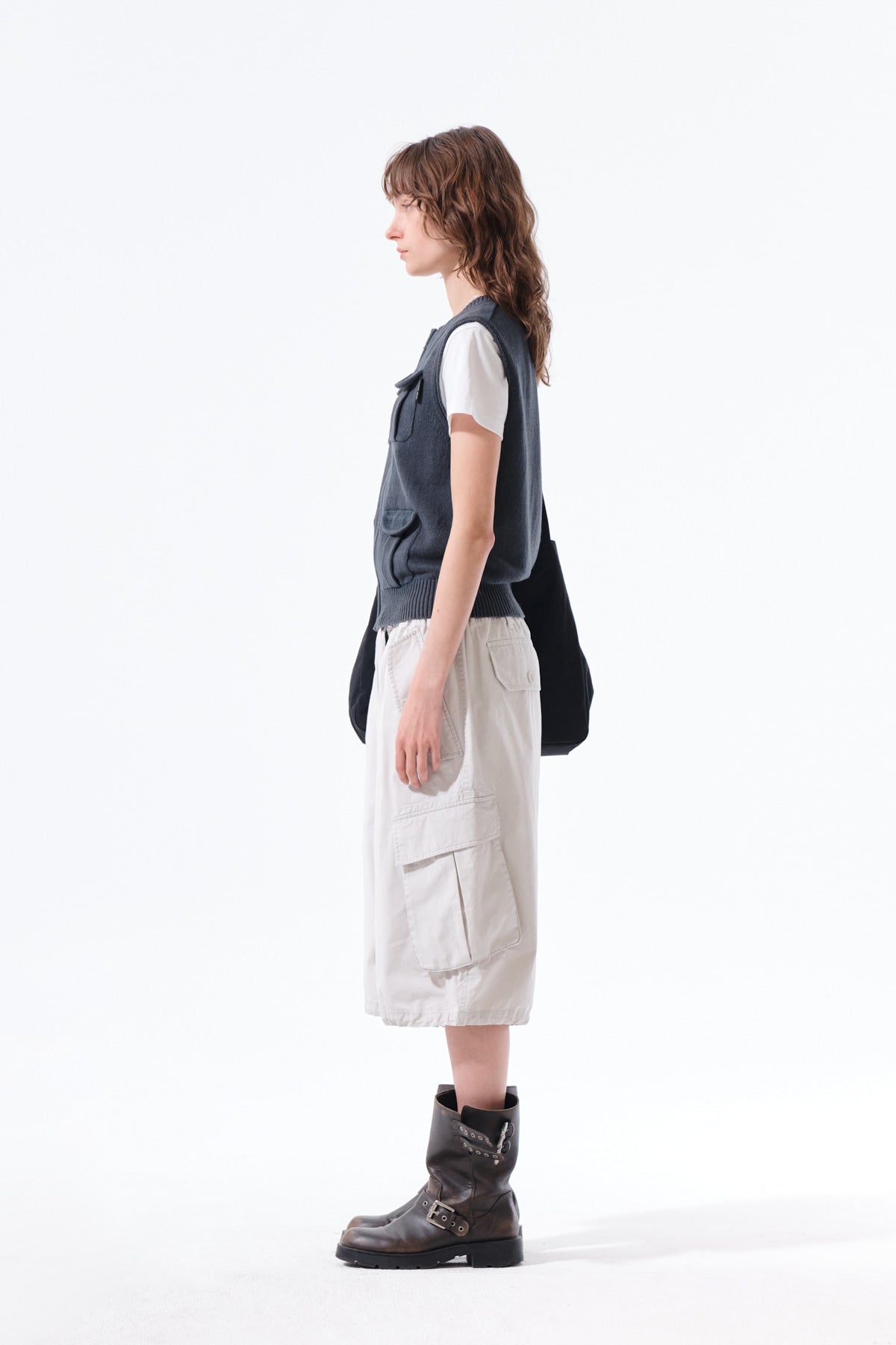 Matin Kim - Pocket Washed Knit Vest (Charcoal) product image 7 | TRAB K-Fashion Australia