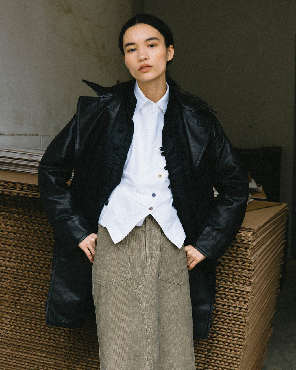 Eastlogue - Naval Leather Coat (Black) product image 2 | TRAB K-Fashion Australia