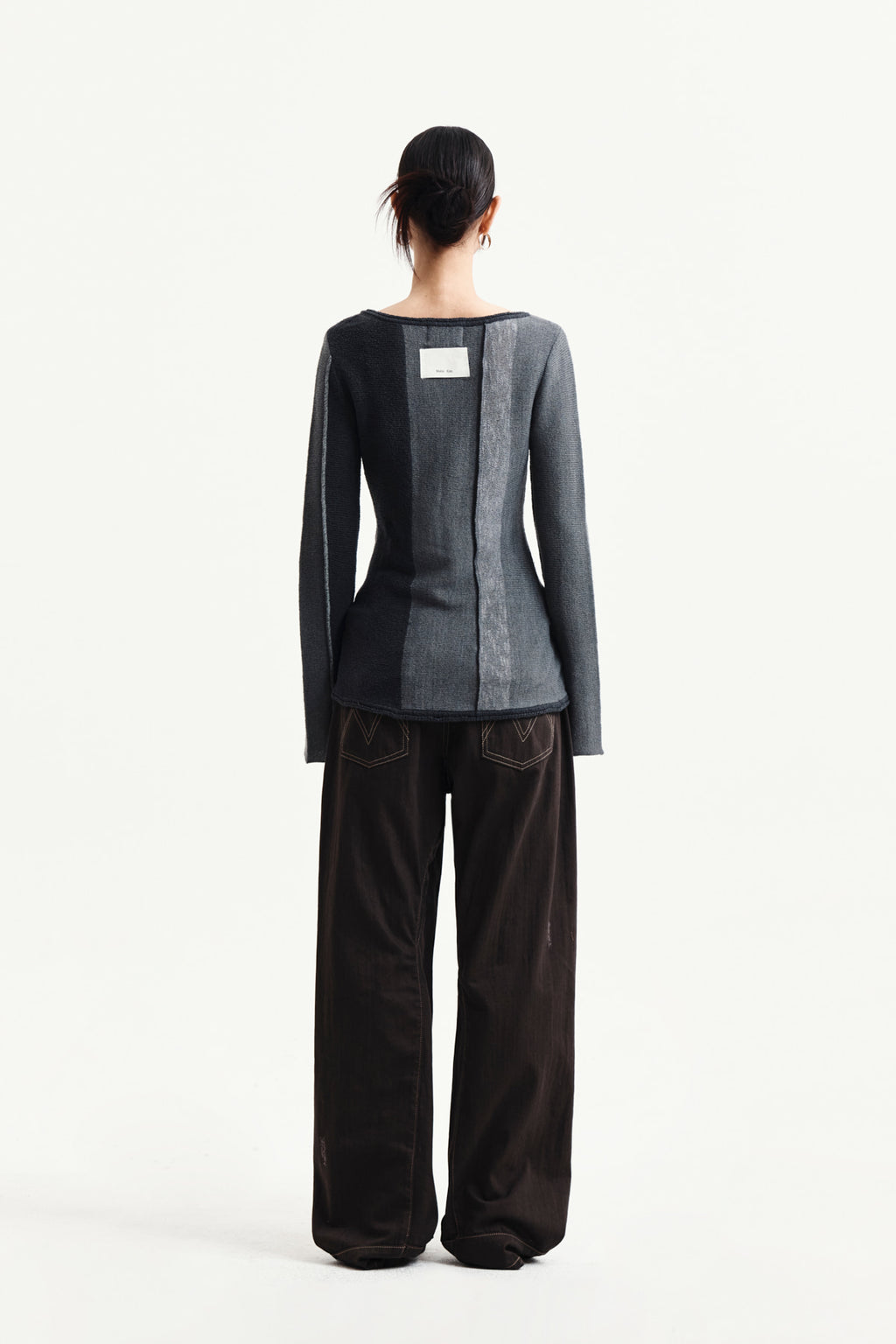 Matin Kim - Color Block Slim Knit Cardigan (Charcoal) product image 8 | TRAB K-Fashion Australia