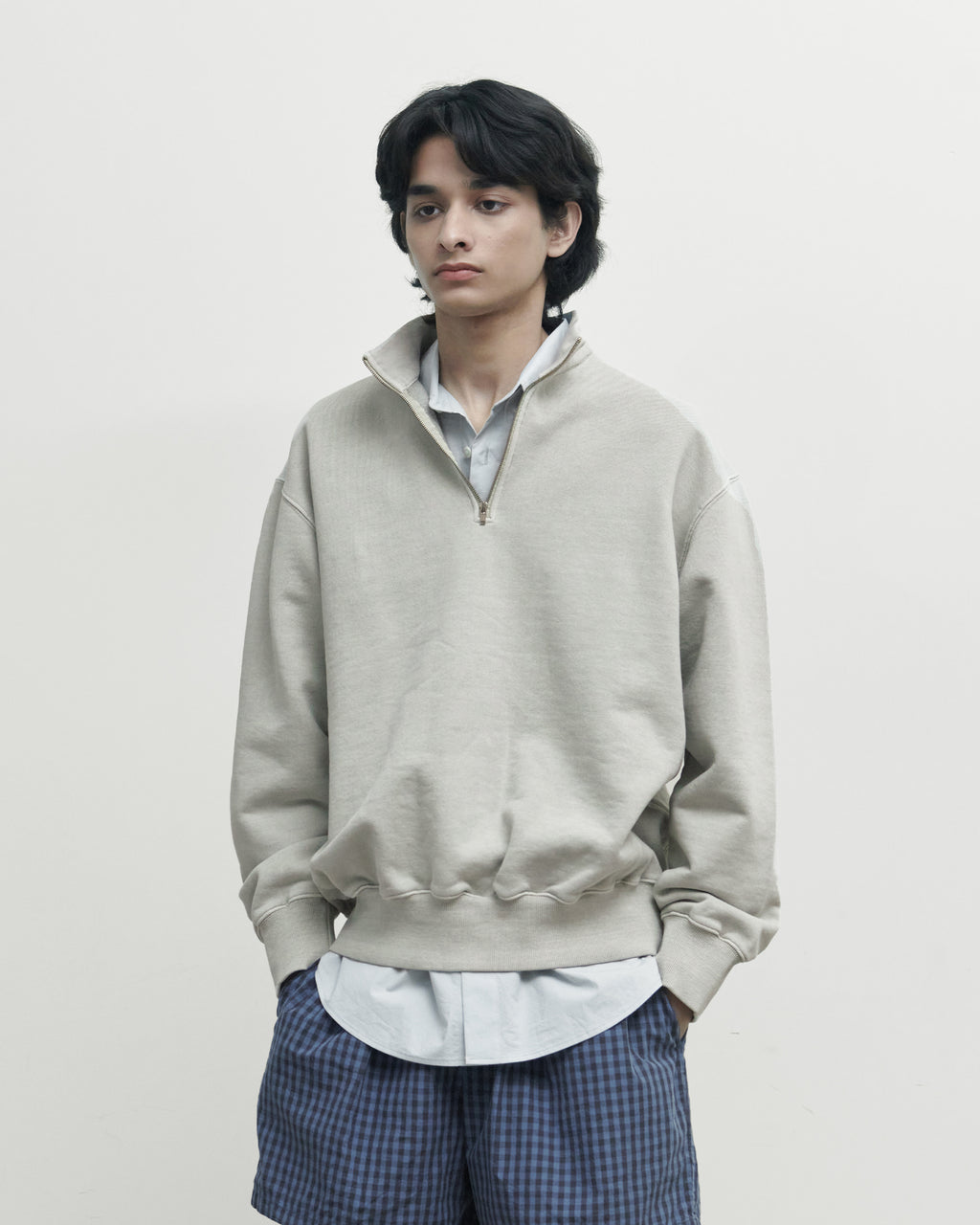 Brownyard - Sweat Half Zip Up (Stone) product image 1 | TRAB K-Fashion Australia