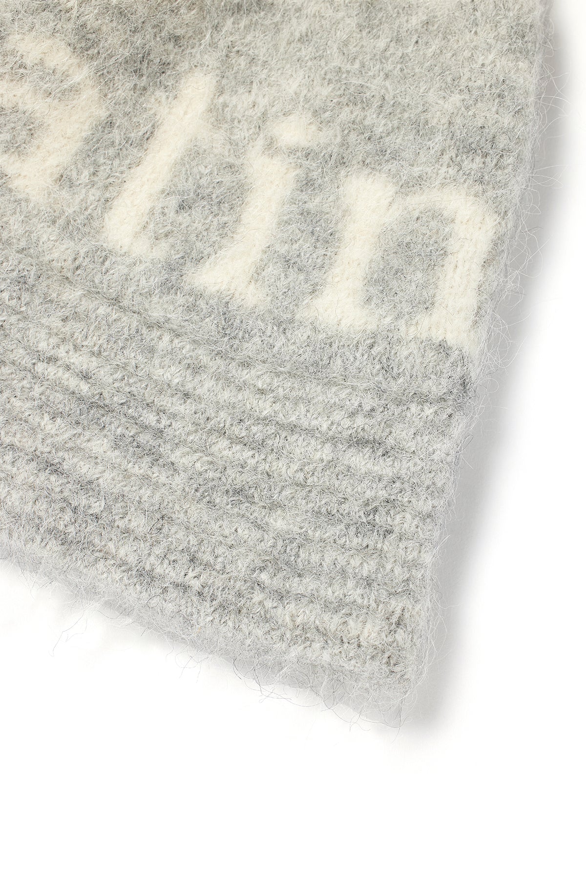 Matin Kim - Logo Jacquard Heavy Knit Bucket Hat (Grey) product image 3 | TRAB K-Fashion Australia