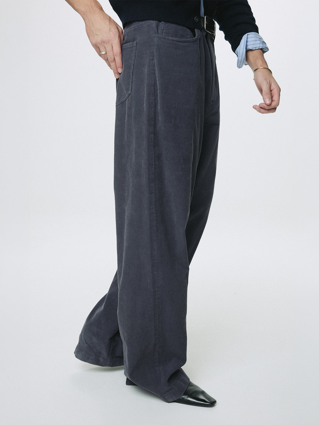 Tonywack - Washed Corduroy Wide-Leg Pants (Purple Navy) product image 5 | TRAB K-Fashion Australia