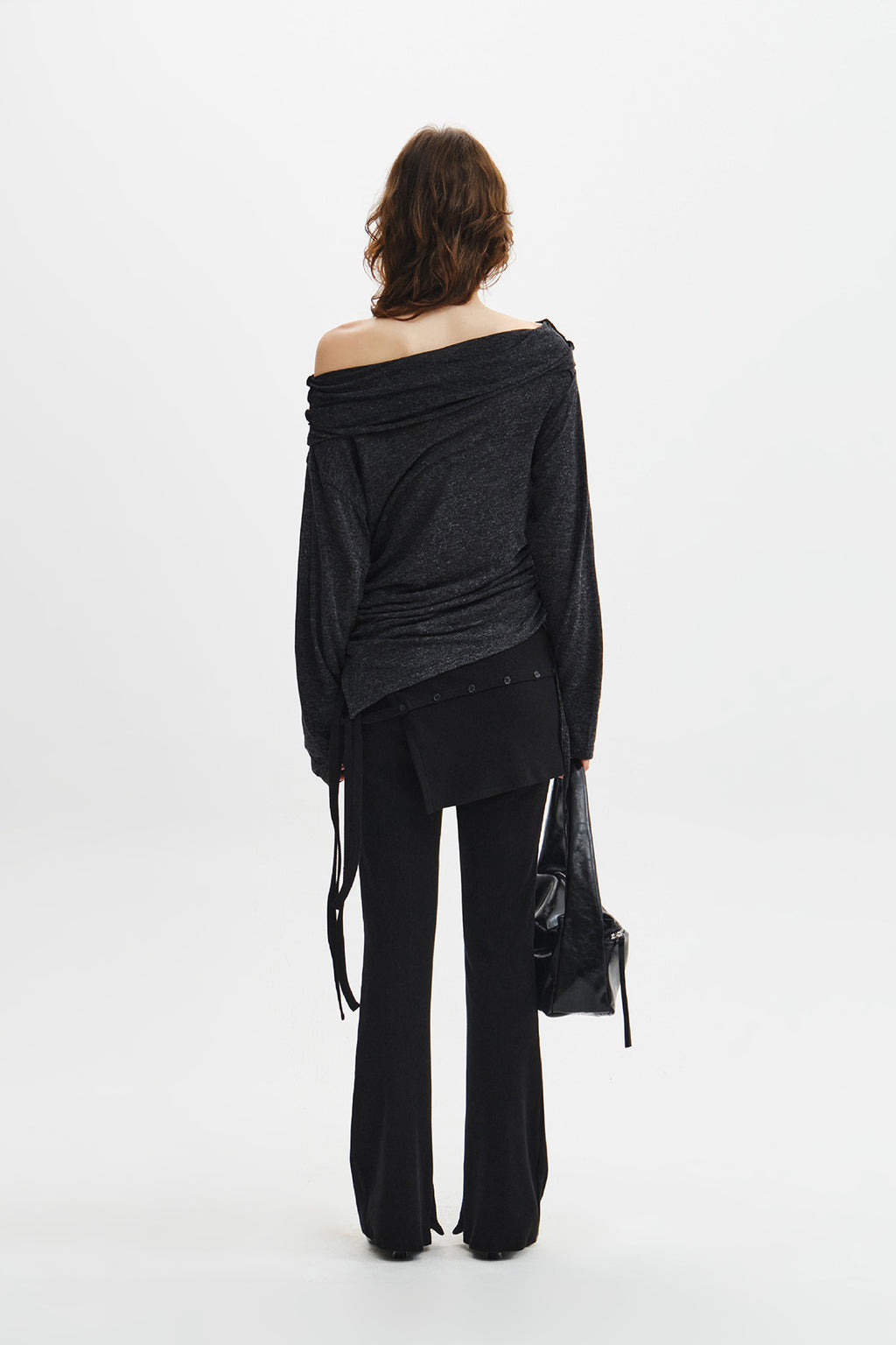 Matin Kim - Asymmetric Side Shirring Top (Charcoal) product image 10 | TRAB K-Fashion Australia