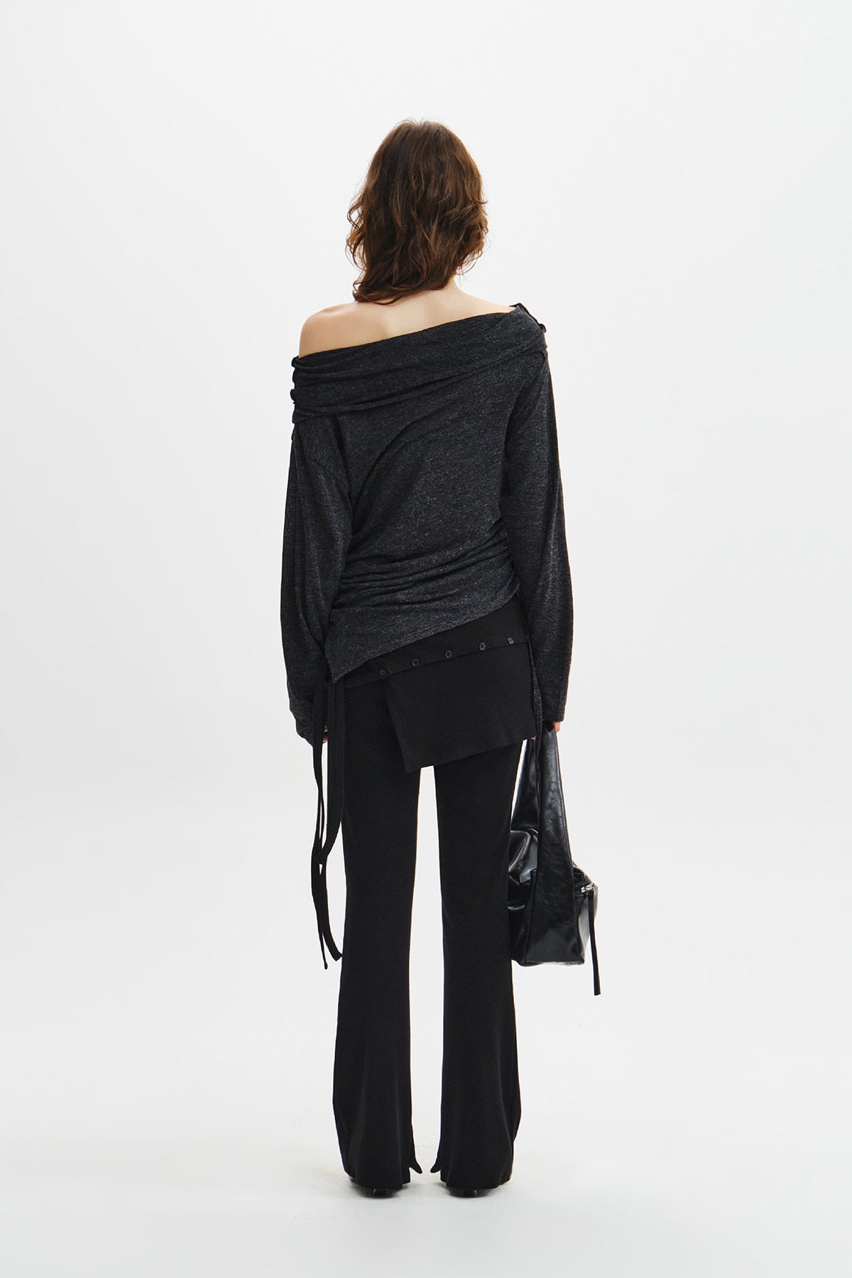 Matin Kim - Asymmetric Side Shirring Top (Charcoal) product image 10 | TRAB K-Fashion Australia