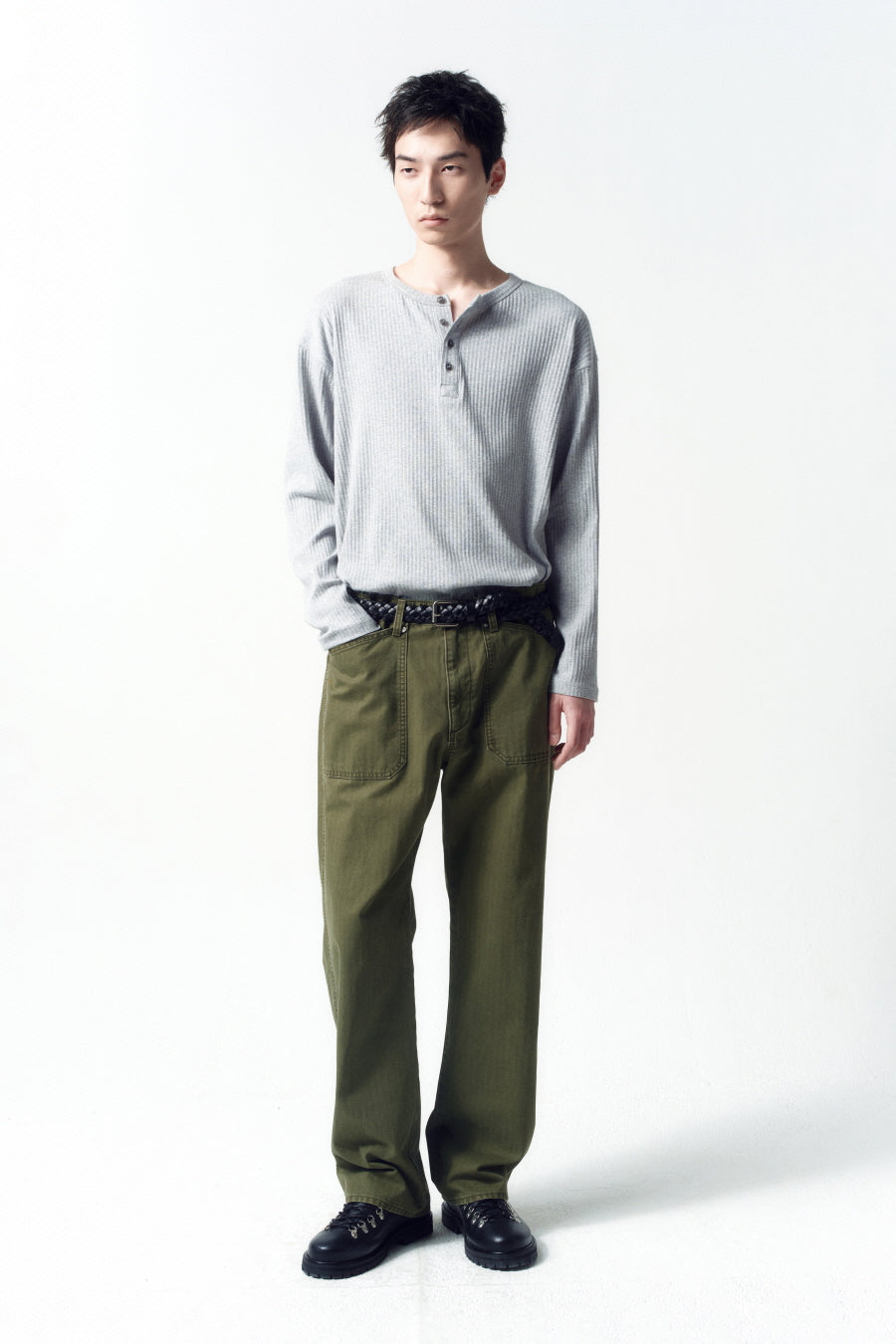 Insilence - HBT Baker Pants (Olive Drab) product image 5 | TRAB K-Fashion Australia