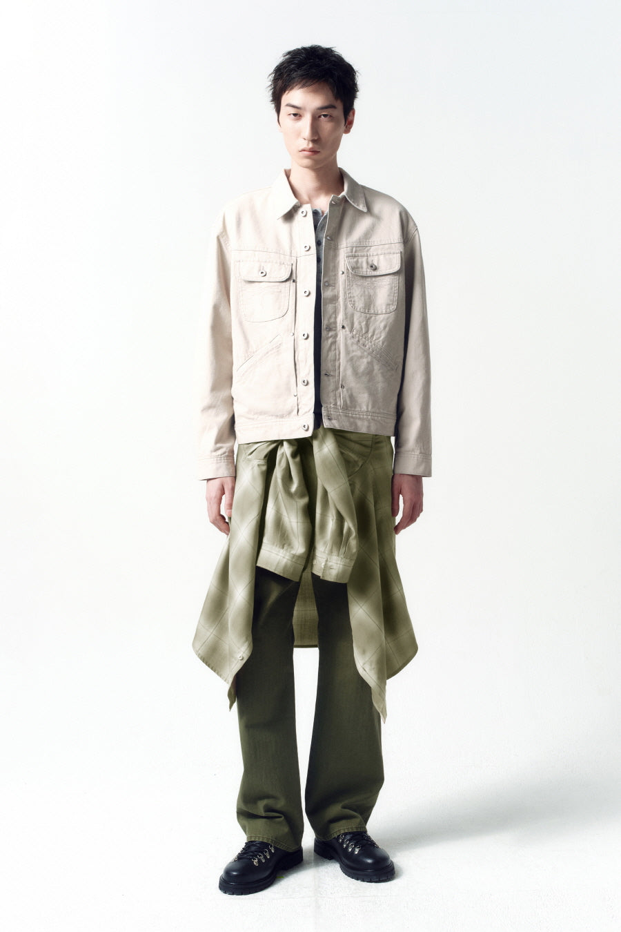 Insilence - Dust Trail Western Denim Jacket (Oatmeal) product image 1 | TRAB K-Fashion Australia