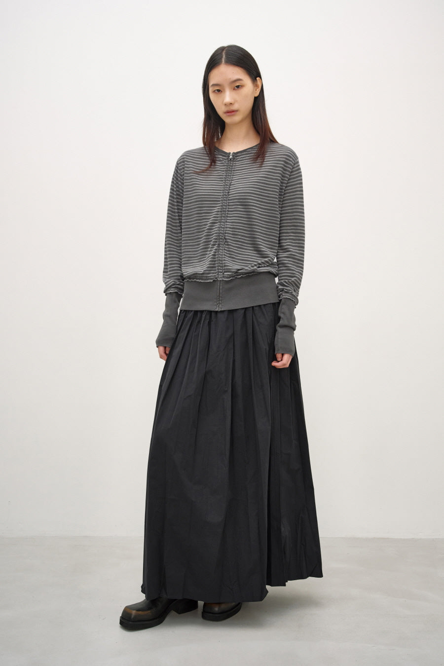 Insilence - Maxi Crease Skirt (Black) product image 1 | TRAB K-Fashion Australia