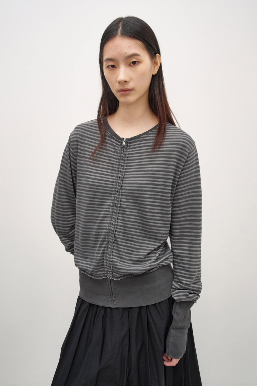Insilence - Grunge Dye Stripe Zip-Up (Charcoal) product image 2 | TRAB K-Fashion Australia