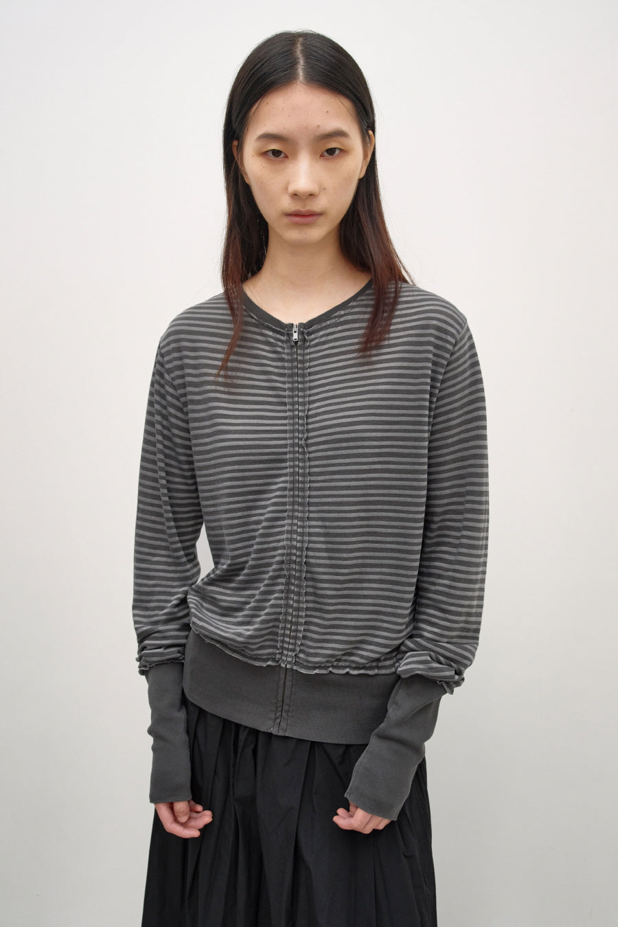 Insilence - Grunge Dye Stripe Zip-Up (Charcoal) product image 1 | TRAB K-Fashion Australia
