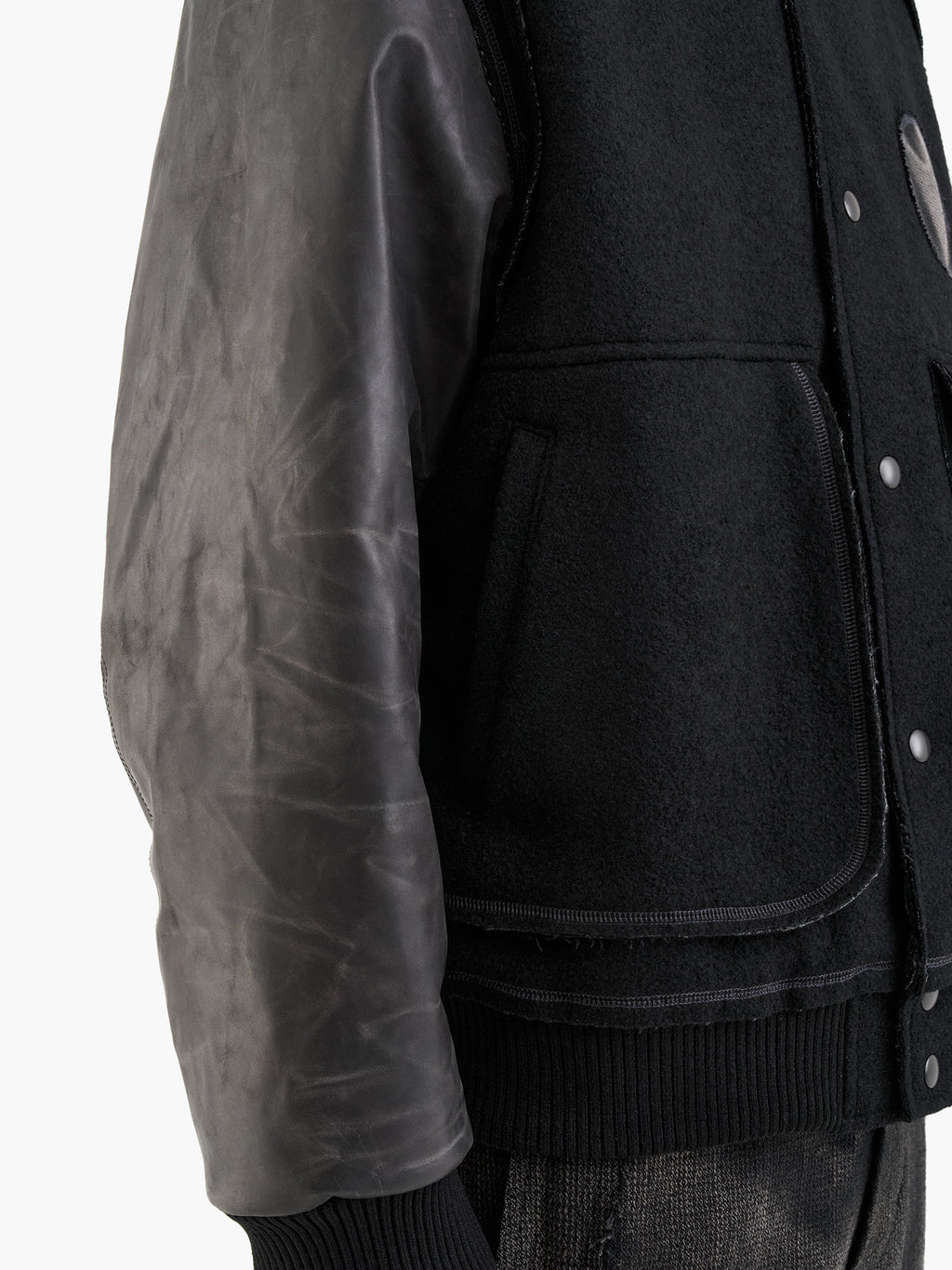 Jiyong Kim - Sun-Bleached Wool Varsity Jacket (Black) product image 8 | TRAB K-Fashion Australia