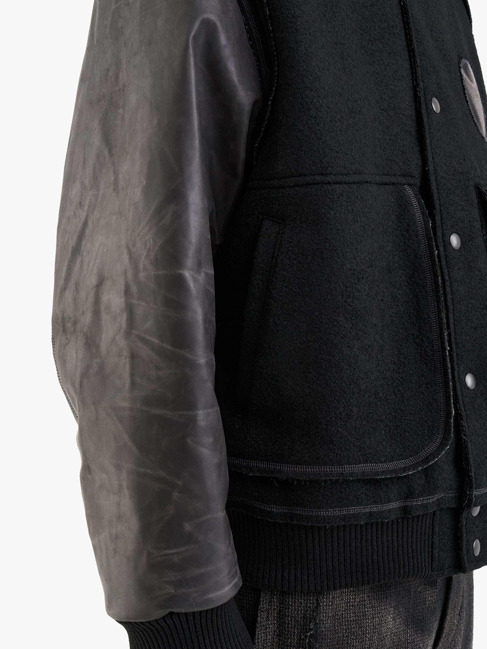 Jiyong Kim - Sun-Bleached Wool Varsity Jacket (Black) product image 8 | TRAB K-Fashion Australia
