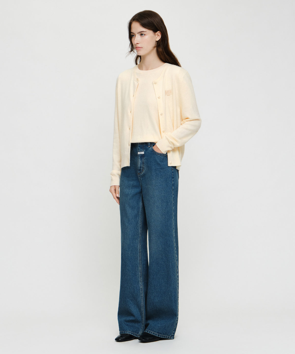 Marithe & Francois Girbaud - [Pre-order – Ships 7 Oct] Semi-wide Denim Pants (Dark Blue) product image 4 | TRAB K-Fashion Australia