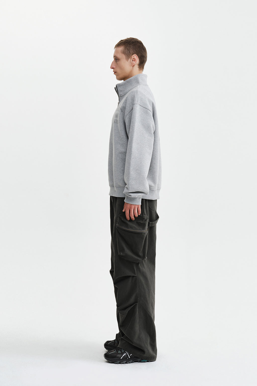 Matin Kim - Matin Logo Quarter Zip Up (Grey) product image 8 | TRAB K-Fashion Australia