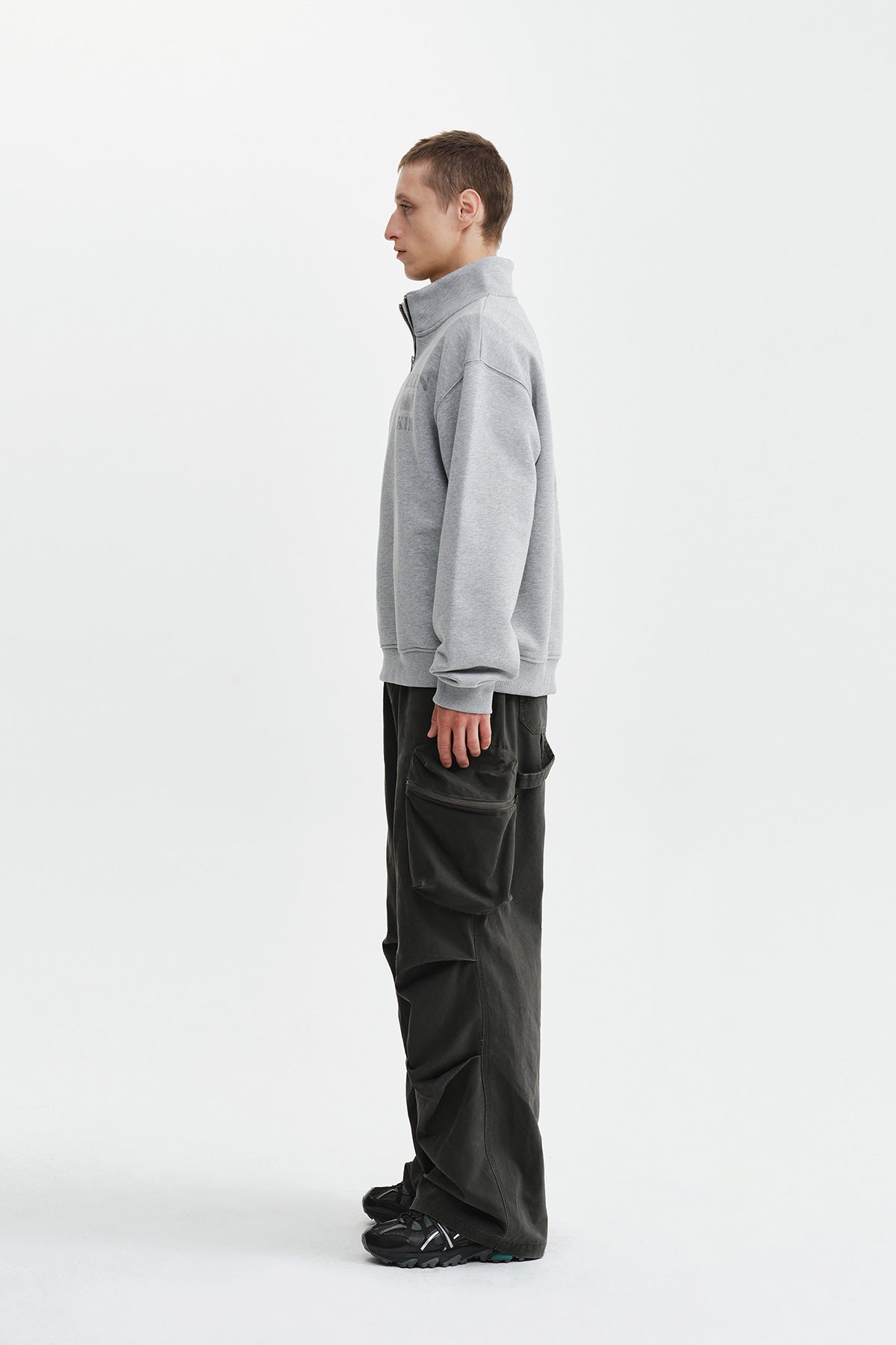 Matin Kim - Matin Logo Quarter Zip Up (Grey) product image 8 | TRAB K-Fashion Australia