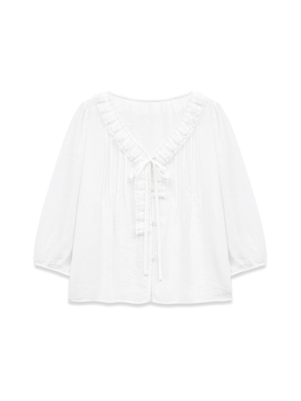 Margarin Fingers - Lace Pintuck Blouse (White) product image 2 | TRAB K-Fashion Australia
