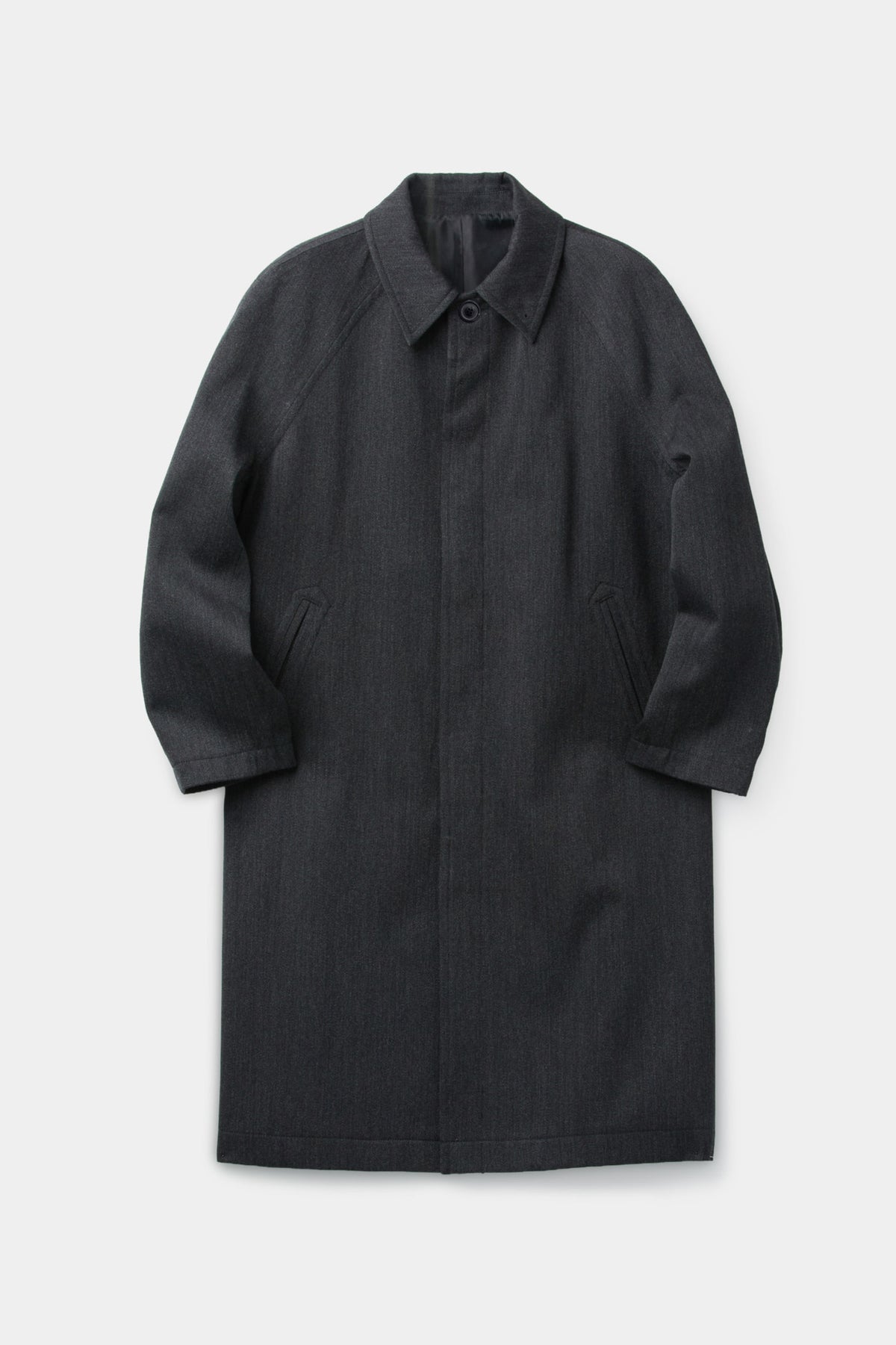 Coor - Round Shoulder Leather Trim Balmaacan Coat (Charcoal) product image 1 | TRAB K-Fashion Australia