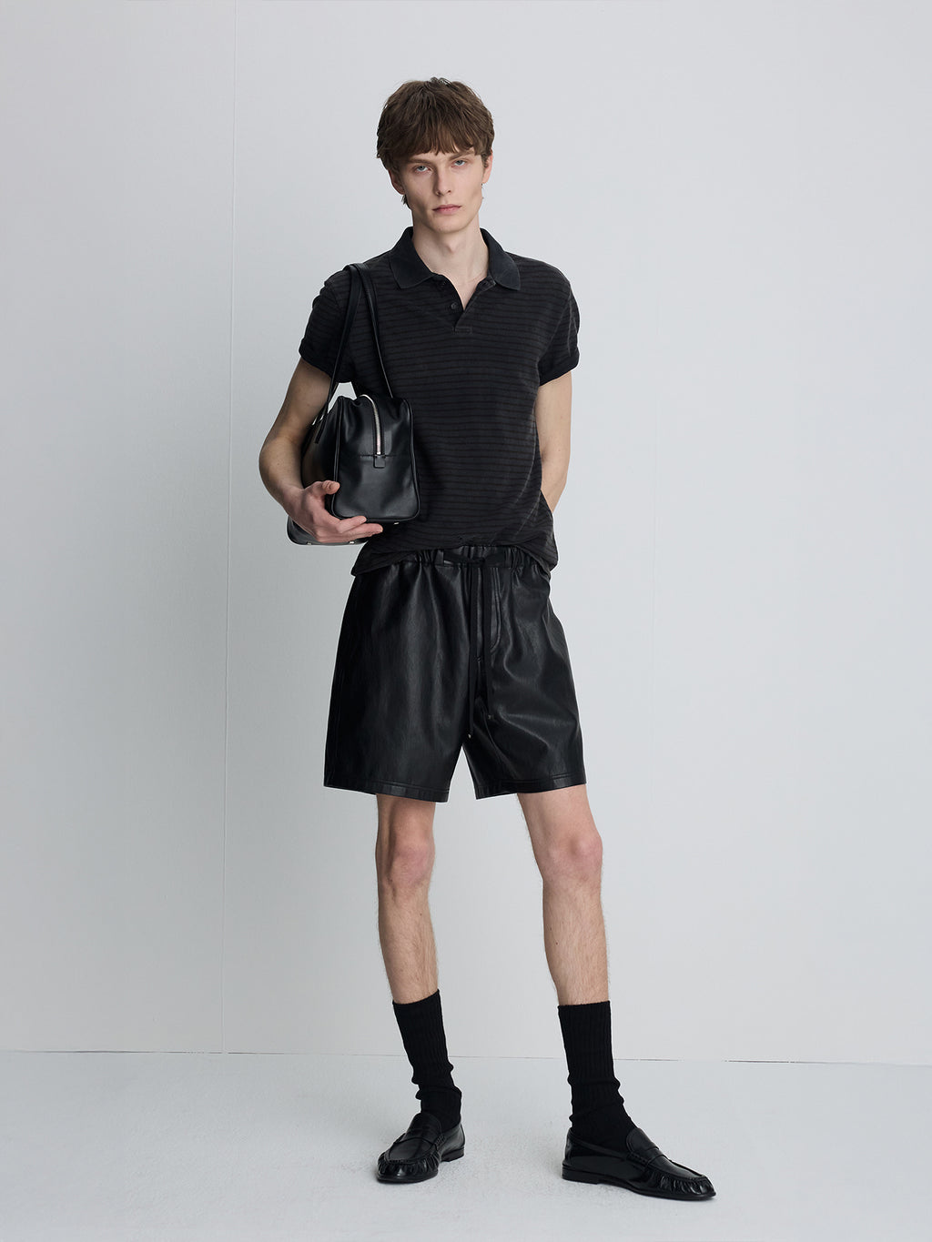 Tonywack - Faux Leather Lounge Shorts (Black) product image 2 | TRAB K-Fashion Australia