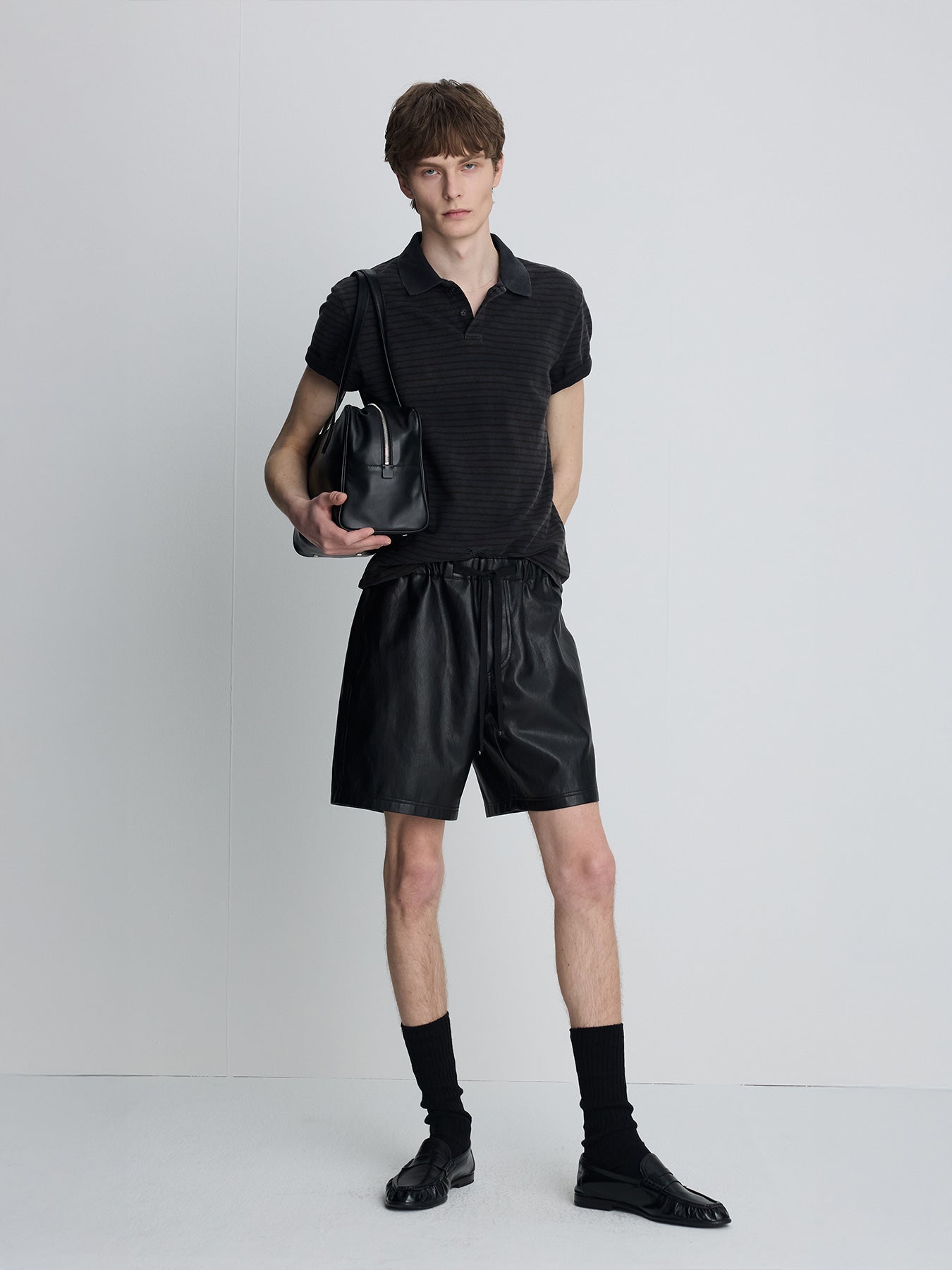 Tonywack - Faux Leather Lounge Shorts (Black) product image 2 | TRAB K-Fashion Australia