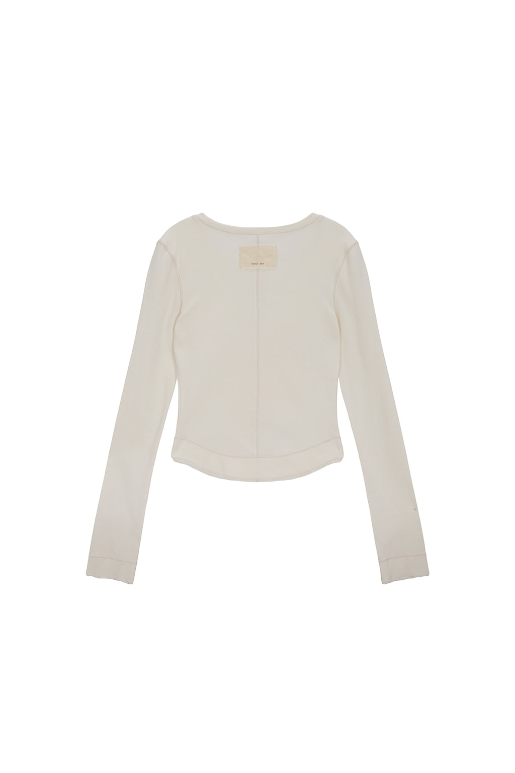 Matin Kim - Applique Logo Henly Neck Slim Top (Ivory) product image 2 | TRAB K-Fashion Australia