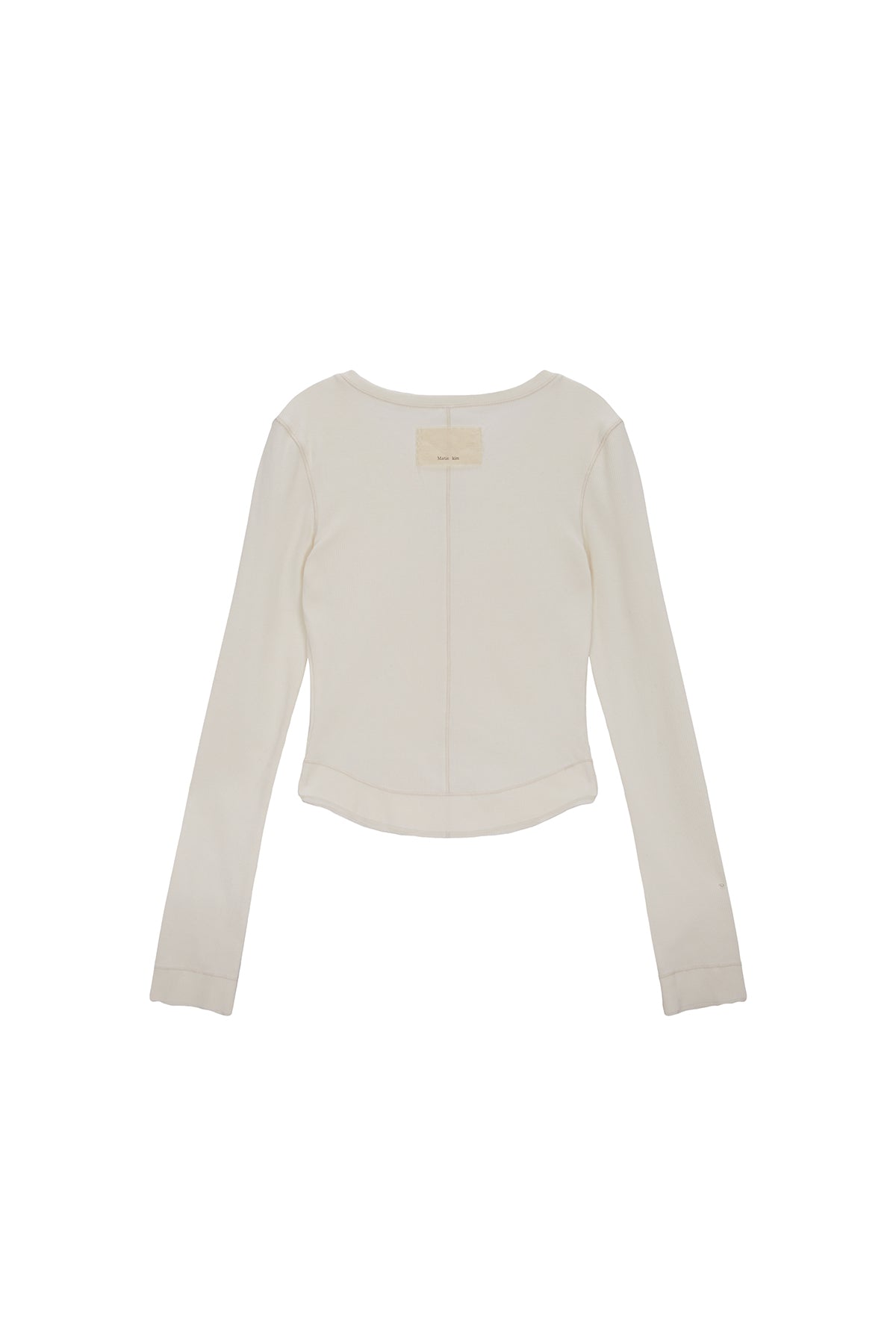 Matin Kim - Applique Logo Henly Neck Slim Top (Ivory) product image 2 | TRAB K-Fashion Australia