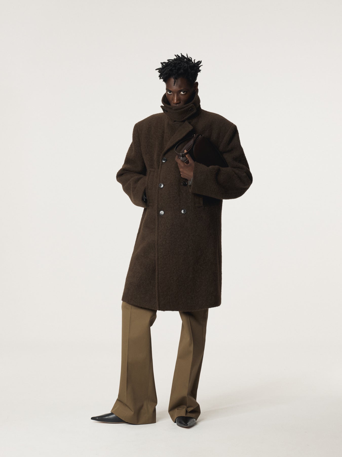 Recto - Lama Wool Vintage Pea Coat (Khaki Brown) product image 2 | TRAB K-Fashion Australia