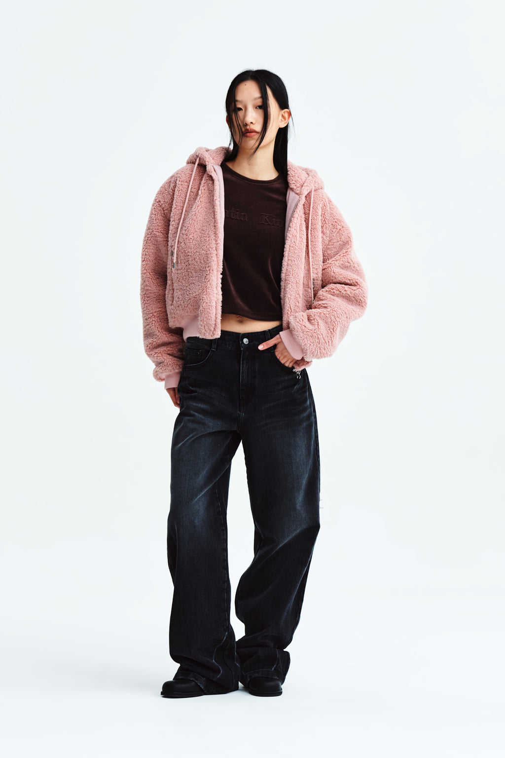 Matin Kim - Logo Point Fleece Hoody Jumper (Pink) product image 10 | TRAB K-Fashion Australia