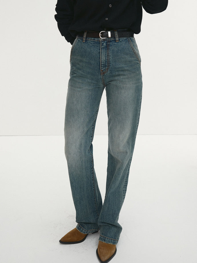 Tonywack - Straight-Leg Denim Jeans (Japanese Fabric) (Washed Blue) product image 1 | TRAB K-Fashion Australia
