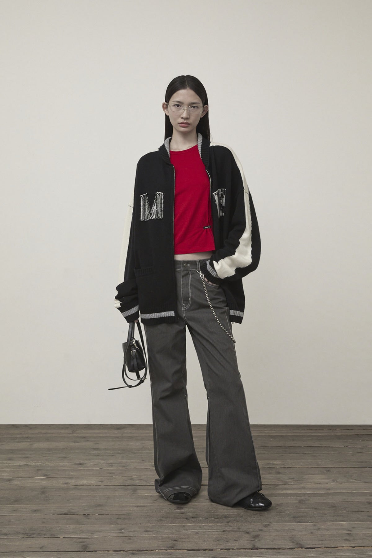 Matin Kim - Matin Kim Initial Knit Zip Up (Black) product image 8 | TRAB K-Fashion Australia