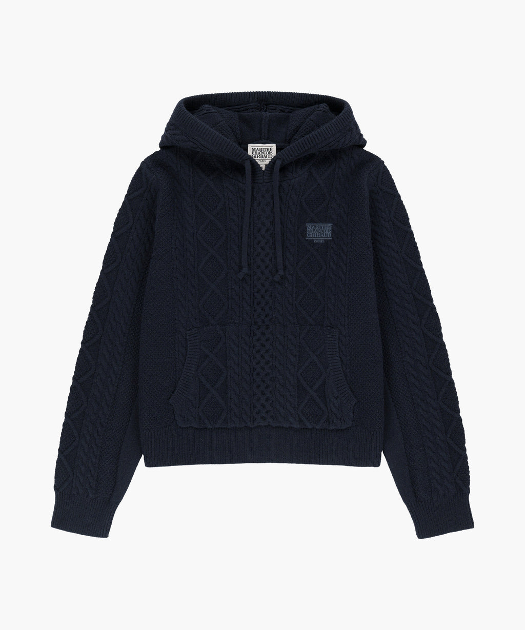 Marithe & Francois Girbaud - Micro Classic Logo Cable Hooded Knit (Navy) product image 6 | TRAB K-Fashion Australia