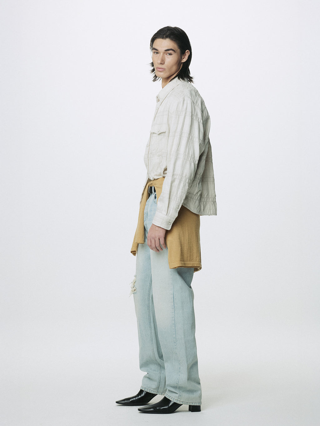 Tonywack - Distressed Loose Straight Denim Jeans (Light Blue) product image 5 | TRAB K-Fashion Australia