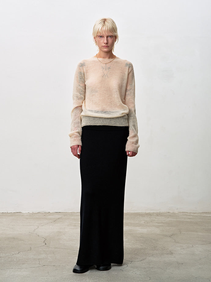 Tonywack - Mercerized Wool Knit Maxi Skirt (Black) product image 2 | TRAB K-Fashion Australia