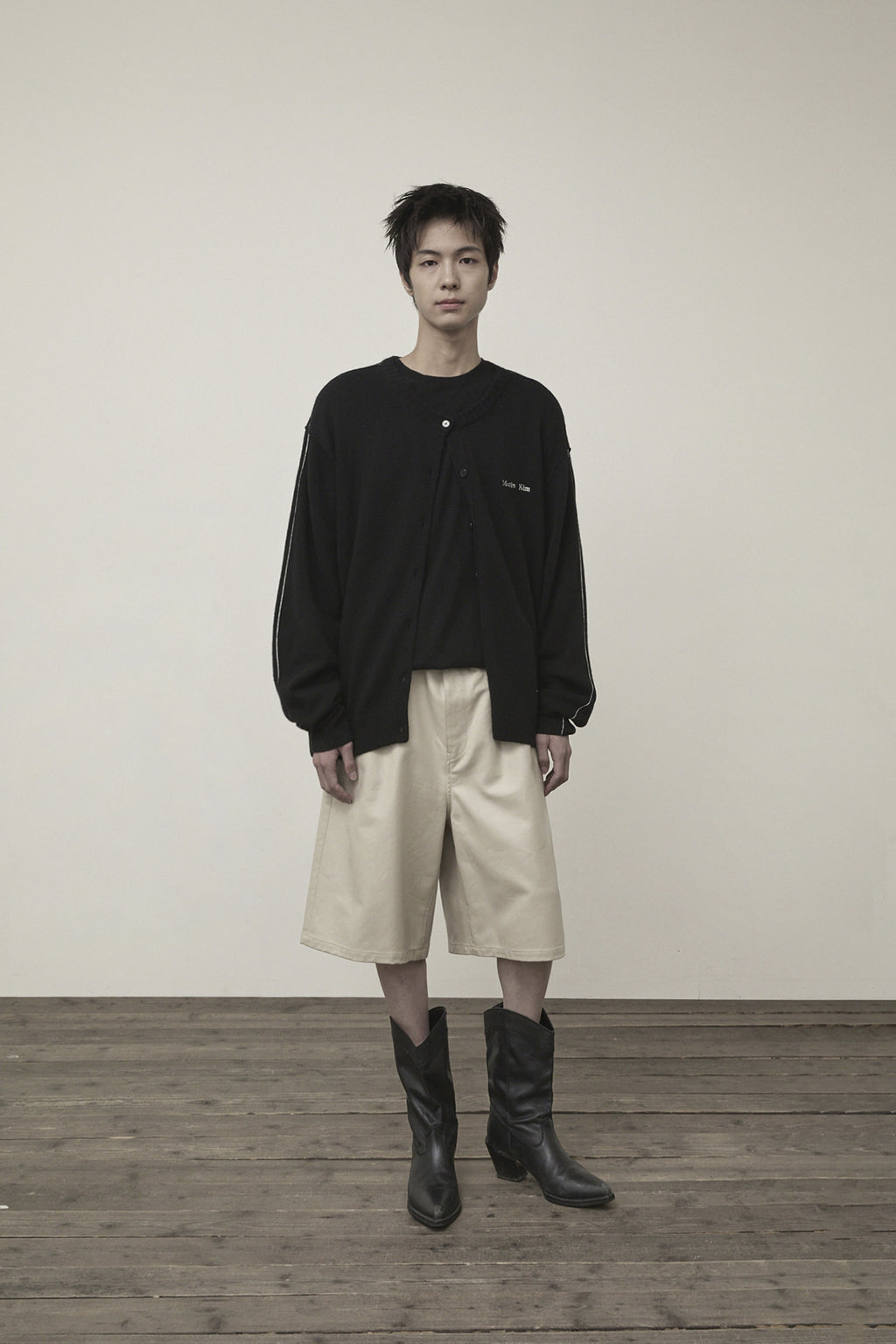 Matin Kim - Cashmere Blended Round Knit Cardigan (Black) product image 9 | TRAB K-Fashion Australia