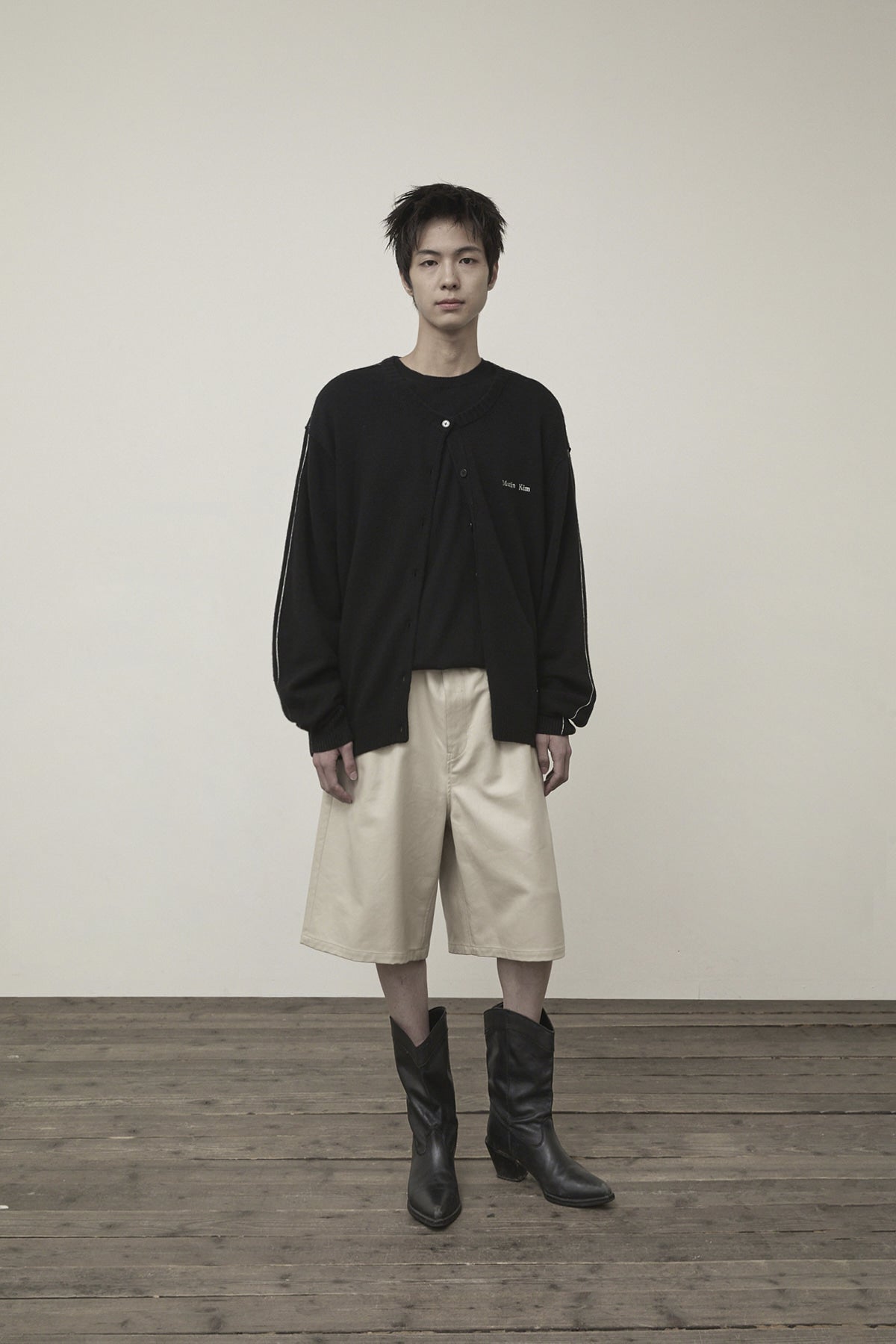 Matin Kim - Cashmere Blended Round Knit Cardigan (Black) product image 9 | TRAB K-Fashion Australia