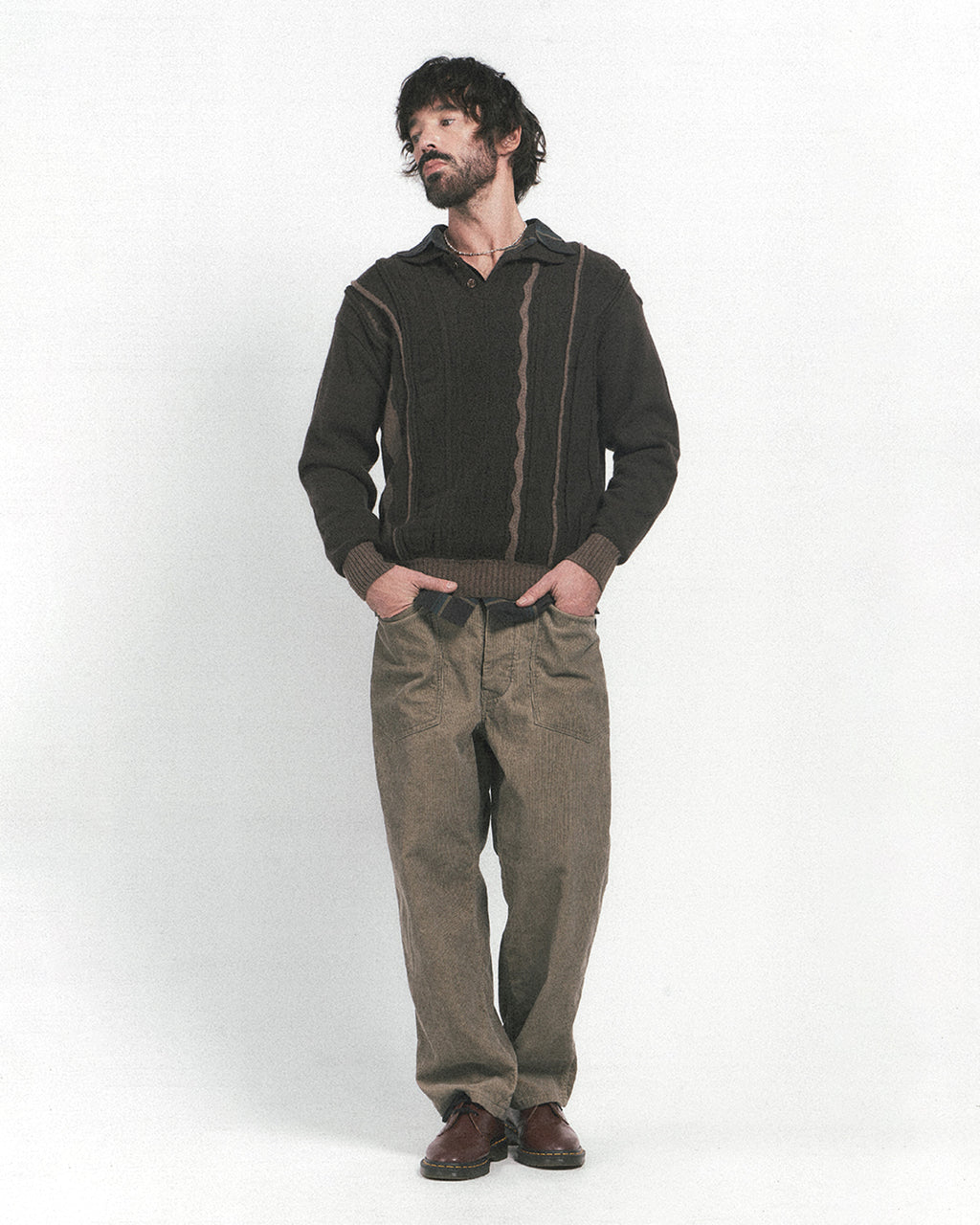 Eastlogue - Asymmetrical Cable Knit (Brown) product image 1 | TRAB K-Fashion Australia