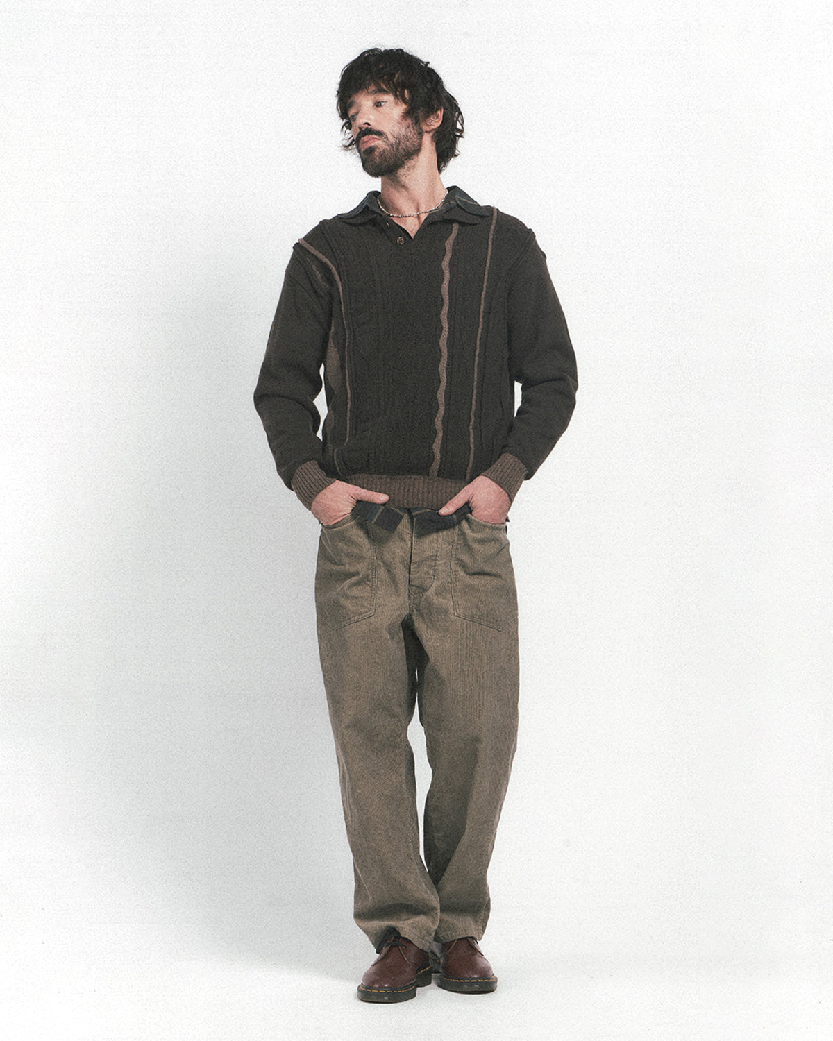 Eastlogue - Asymmetrical Cable Knit (Brown) product image 1 | TRAB K-Fashion Australia