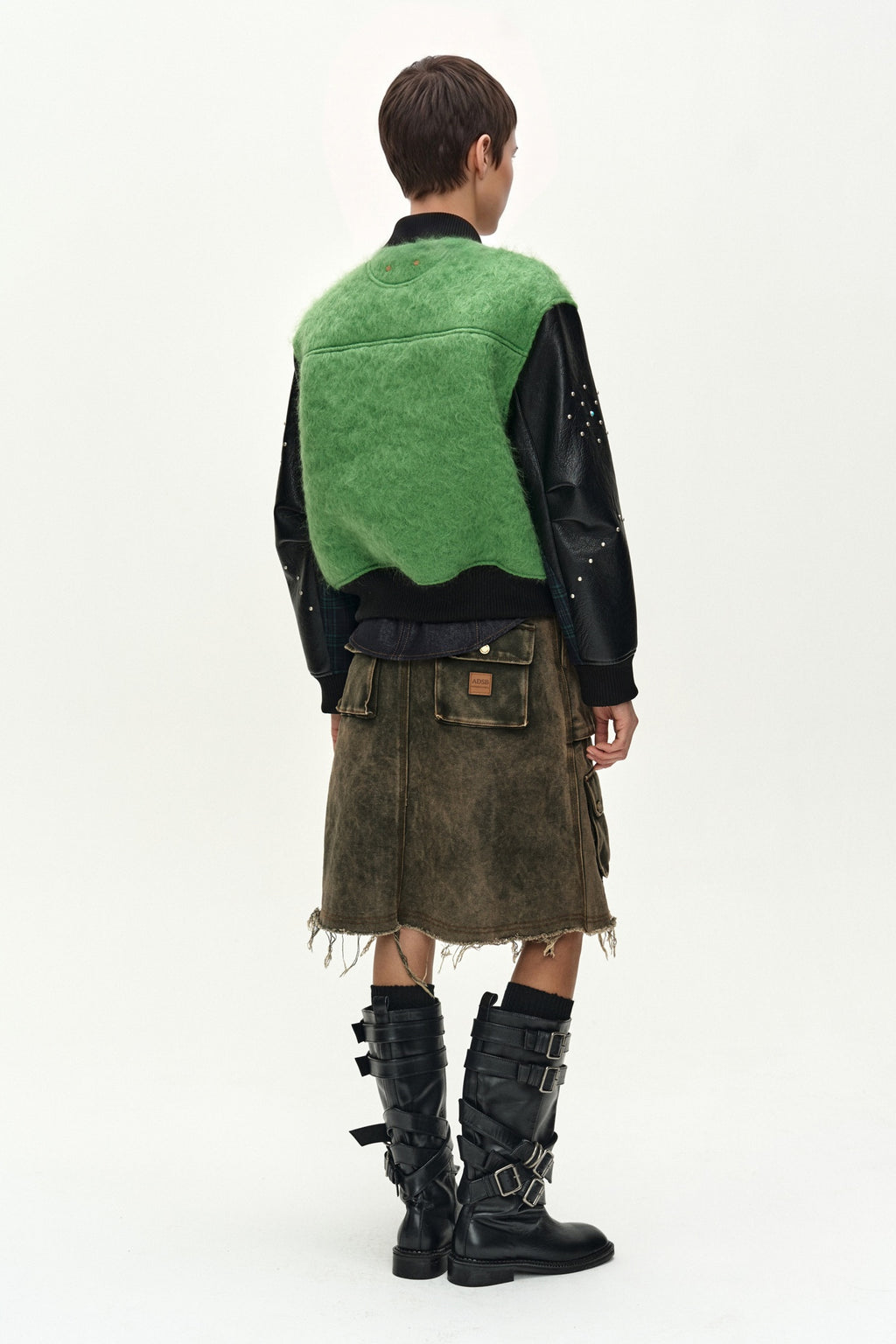 Andersson Bell - Lawn Hairy Wool Varsity Jacket (lichen Green) (Lichen Green) product image 4 | TRAB K-Fashion Australia