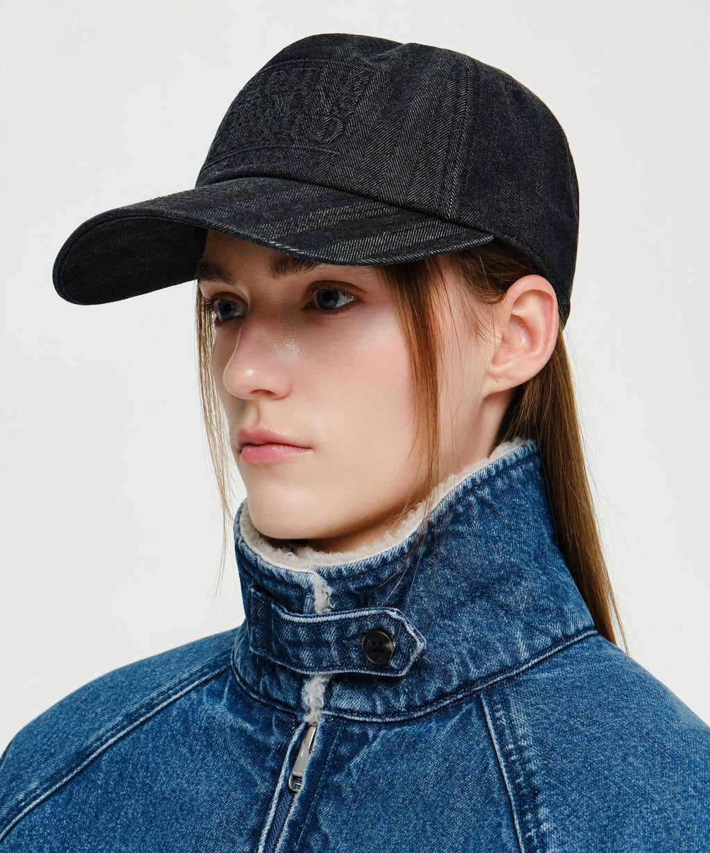 Marithe & Francois Girbaud - Embo Classic Logo 5-panel Herringbone Denim Cap (Washed Black) product image 6 | TRAB K-Fashion Australia