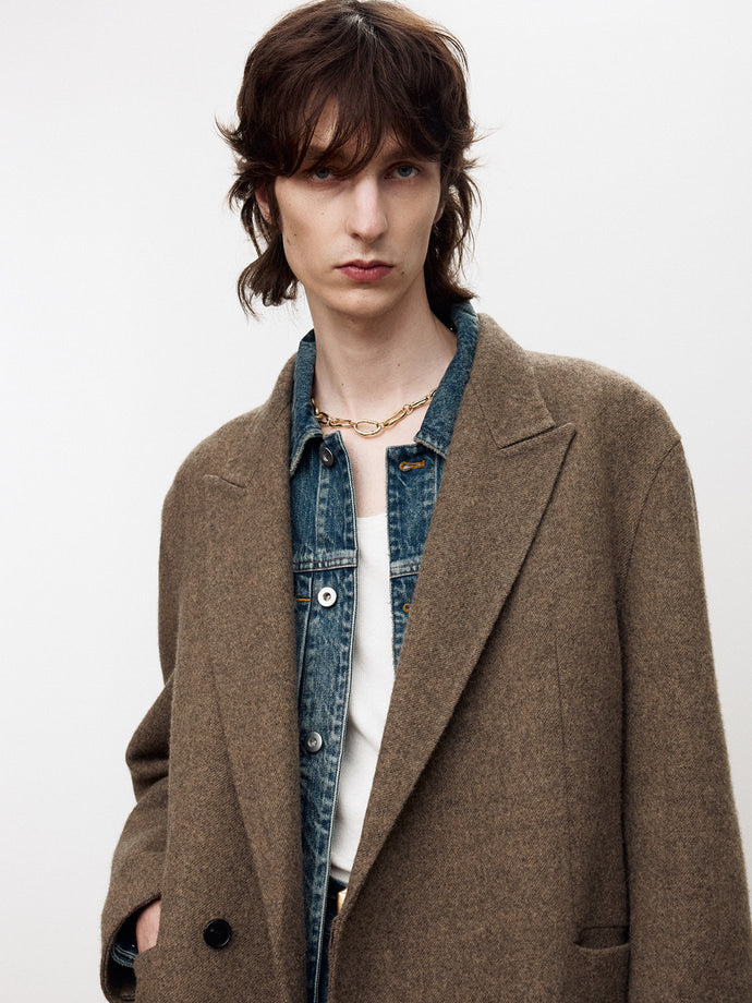 Tonywack - Hand-Made Wool And Camel Belted Coat (Melange Dark Camel) product image 7 | TRAB K-Fashion Australia