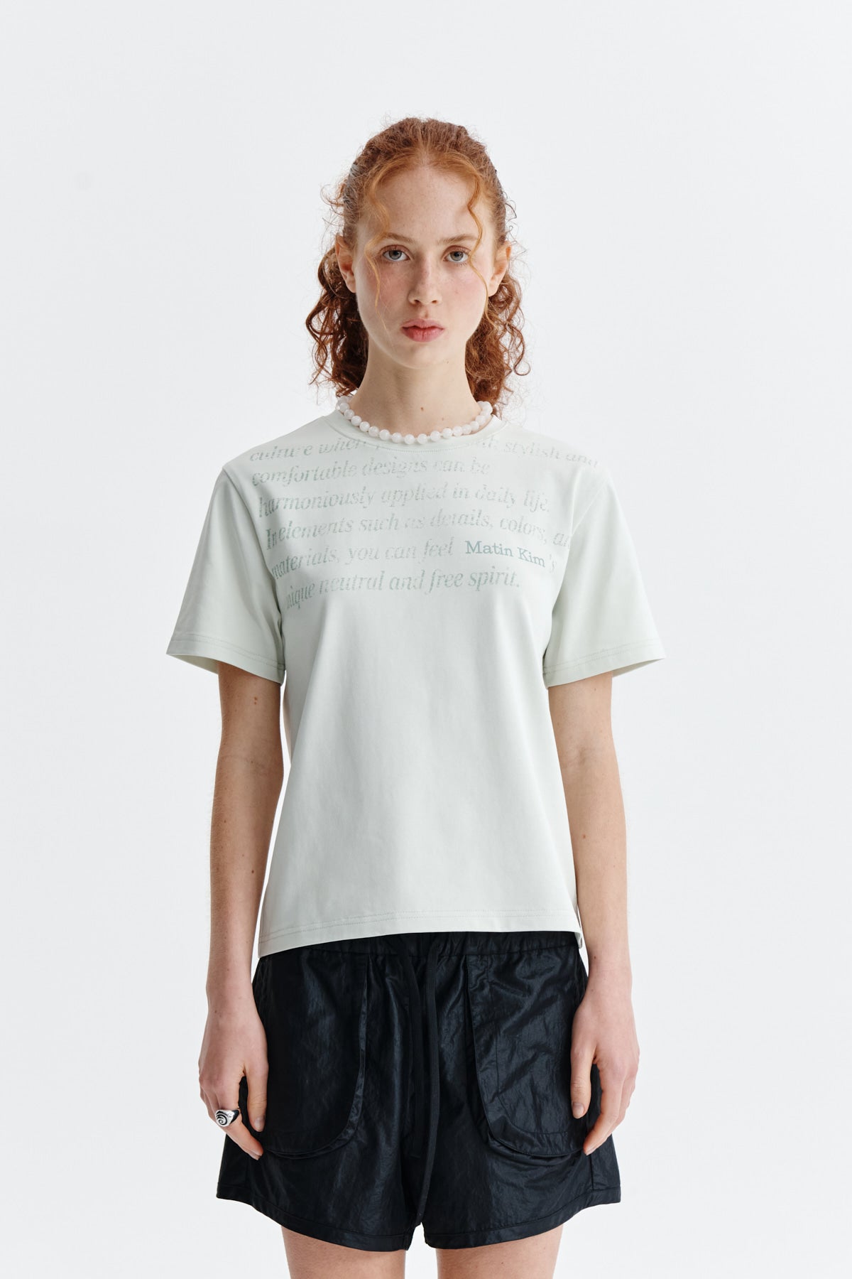 Matin Kim - Logo Point Lettering Graphic Top (Light Green) product image 9 | TRAB K-Fashion Australia