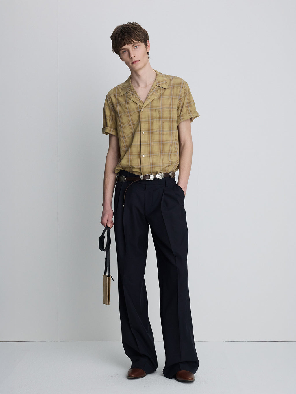 Tonywack - Checked Cotton Bowling Shirt (Dusty Citron) product image 2 | TRAB K-Fashion Australia