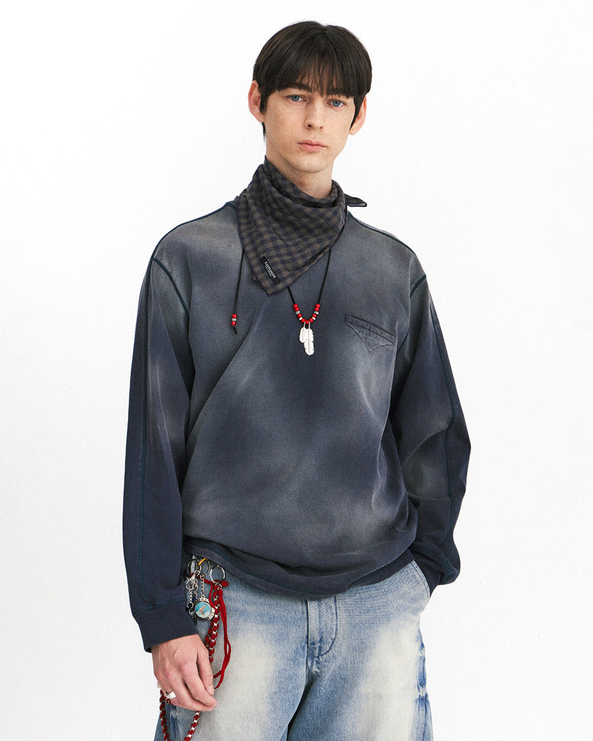 Eastlogue - Bleached Cpo L.s T-shirts (Navy) product image 3 | TRAB K-Fashion Australia